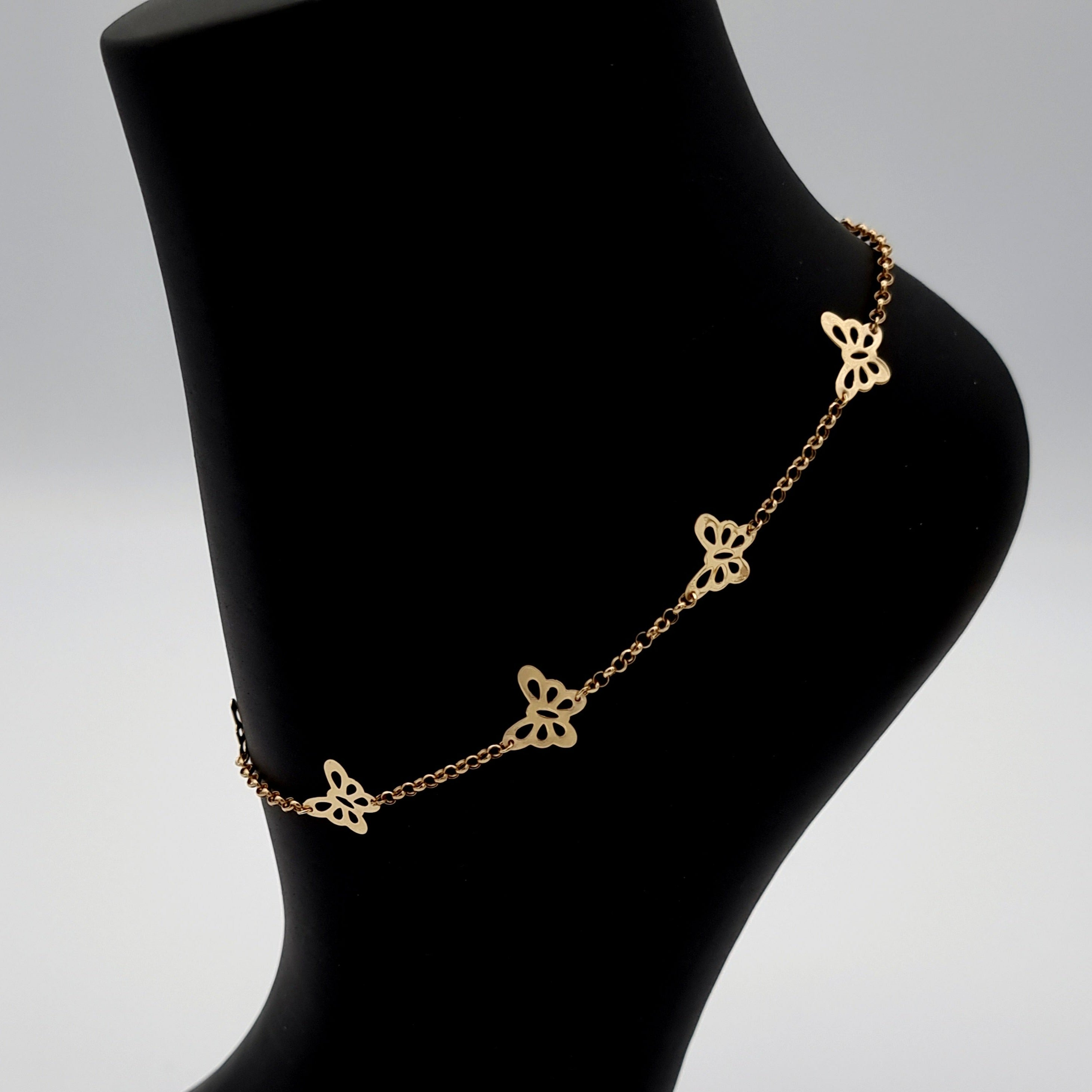 18K Pure Gold Butterfly Anklet