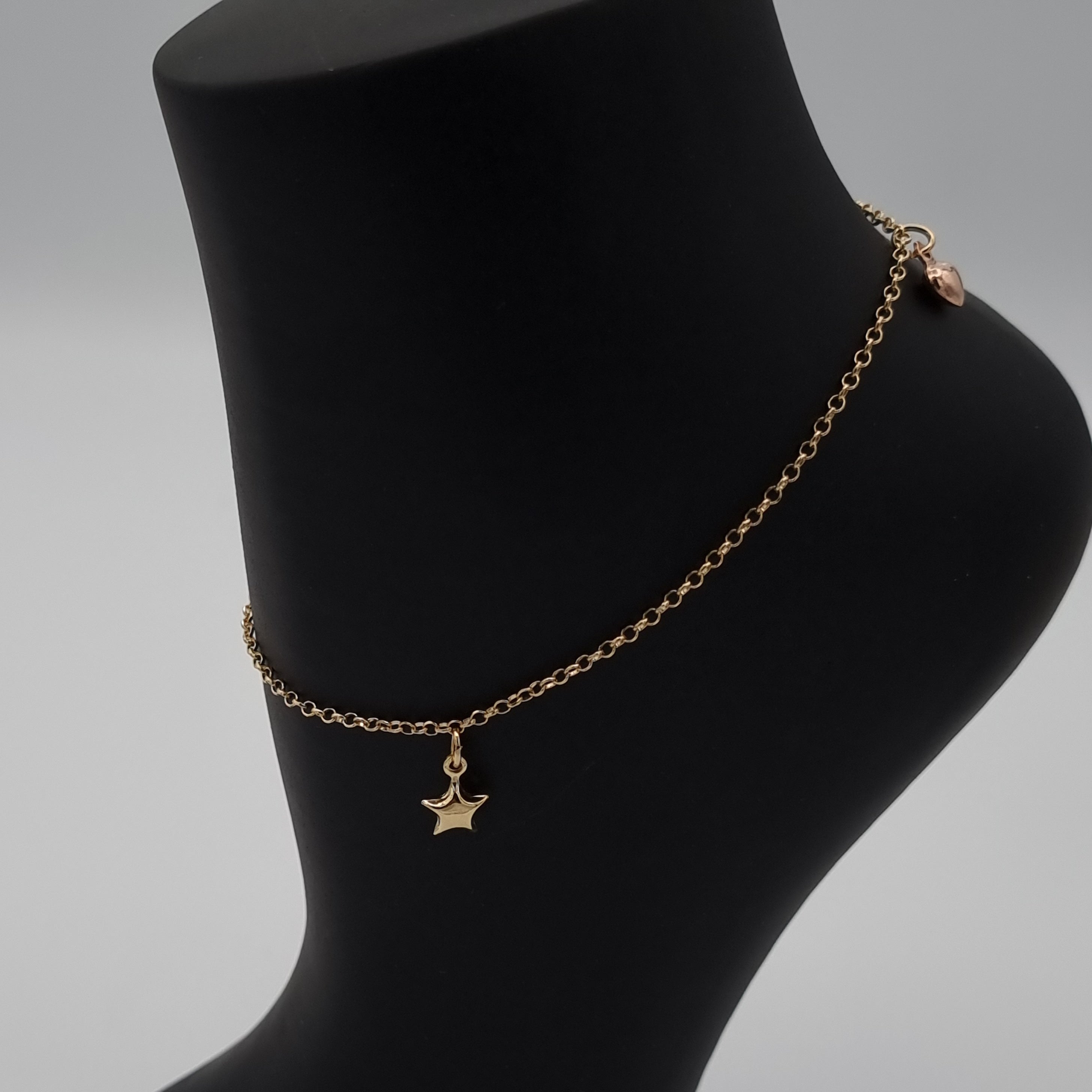 18K Pure Gold Hanging Star Anklet