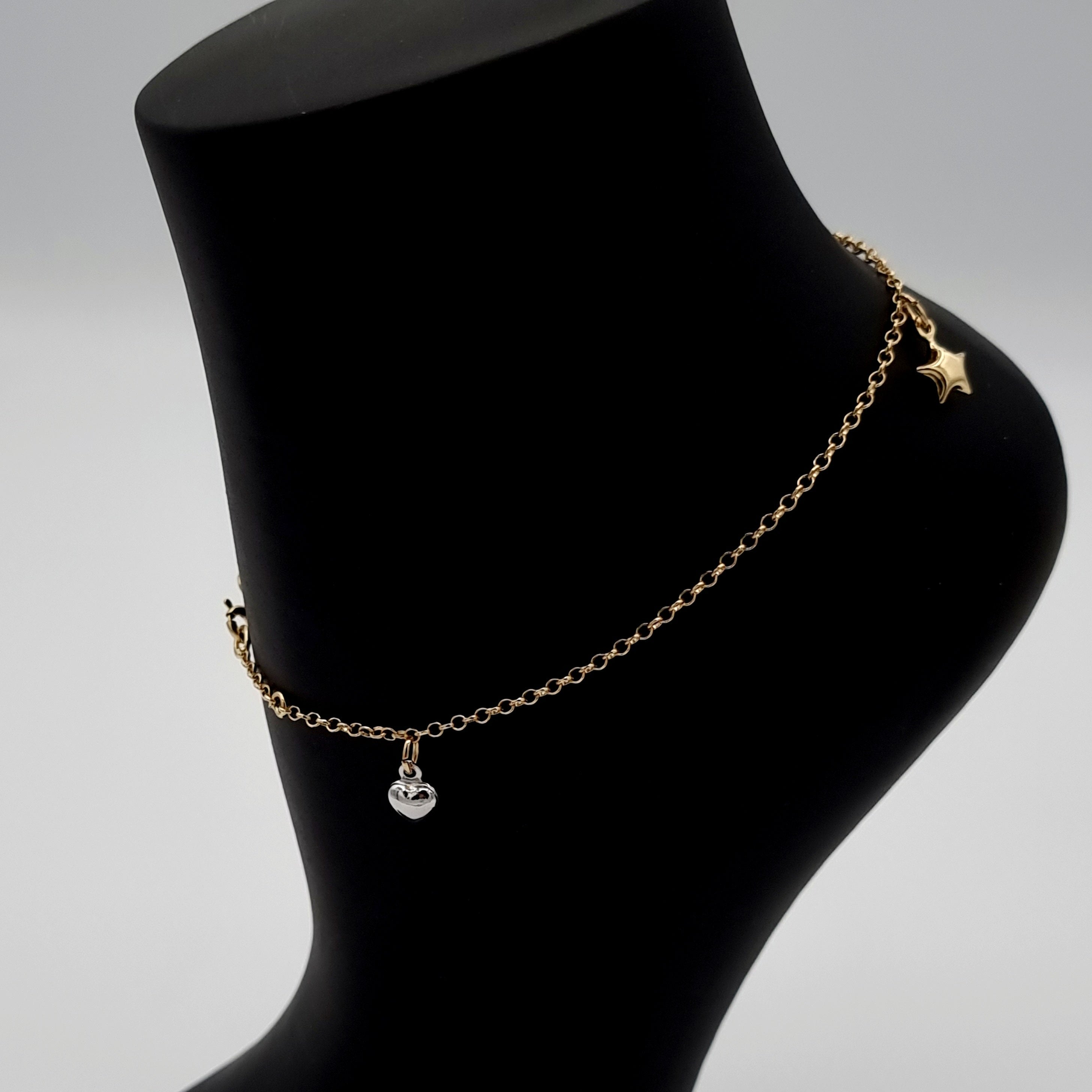 18K Pure Gold Hanging Star Anklet