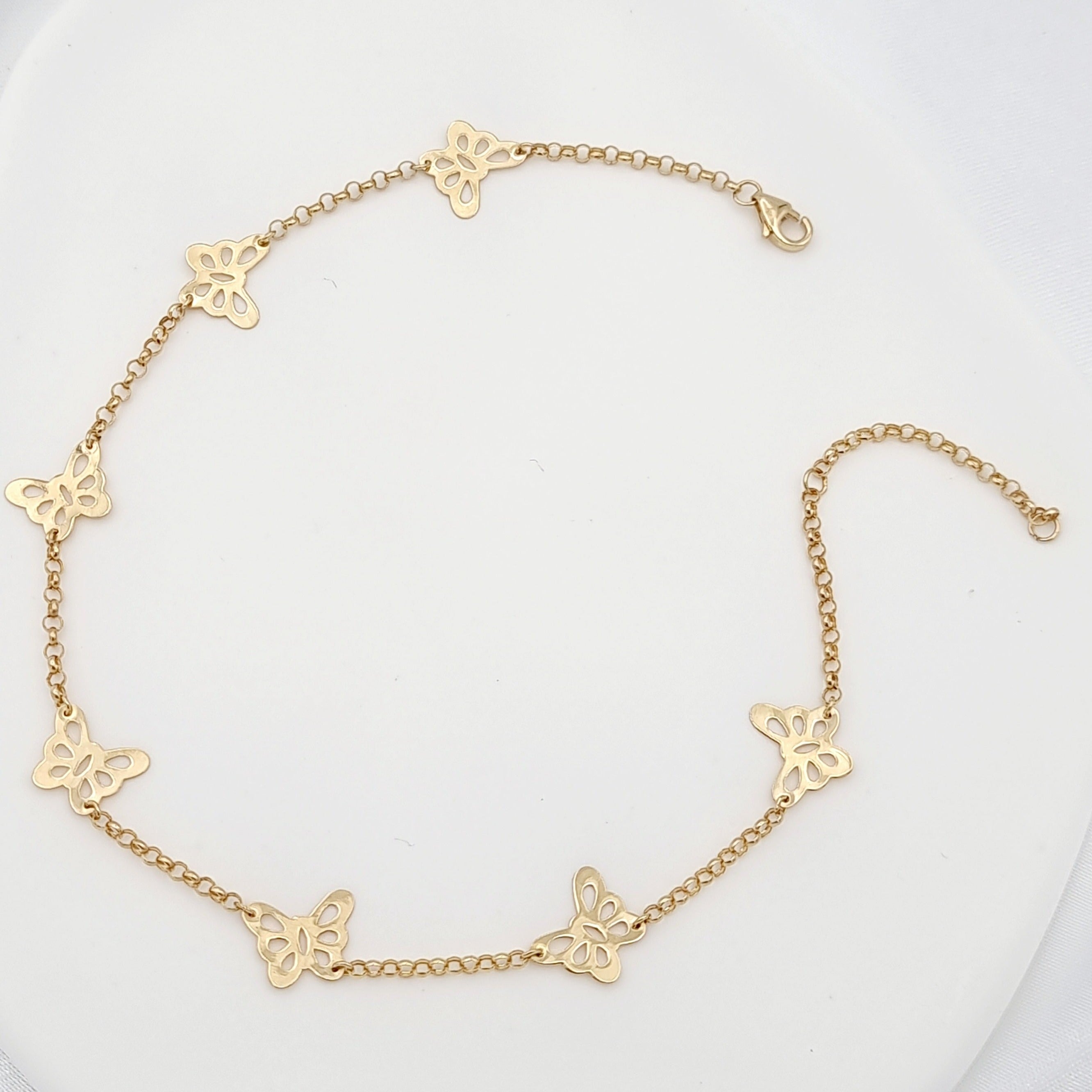 18K Pure Gold Butterfly Anklet