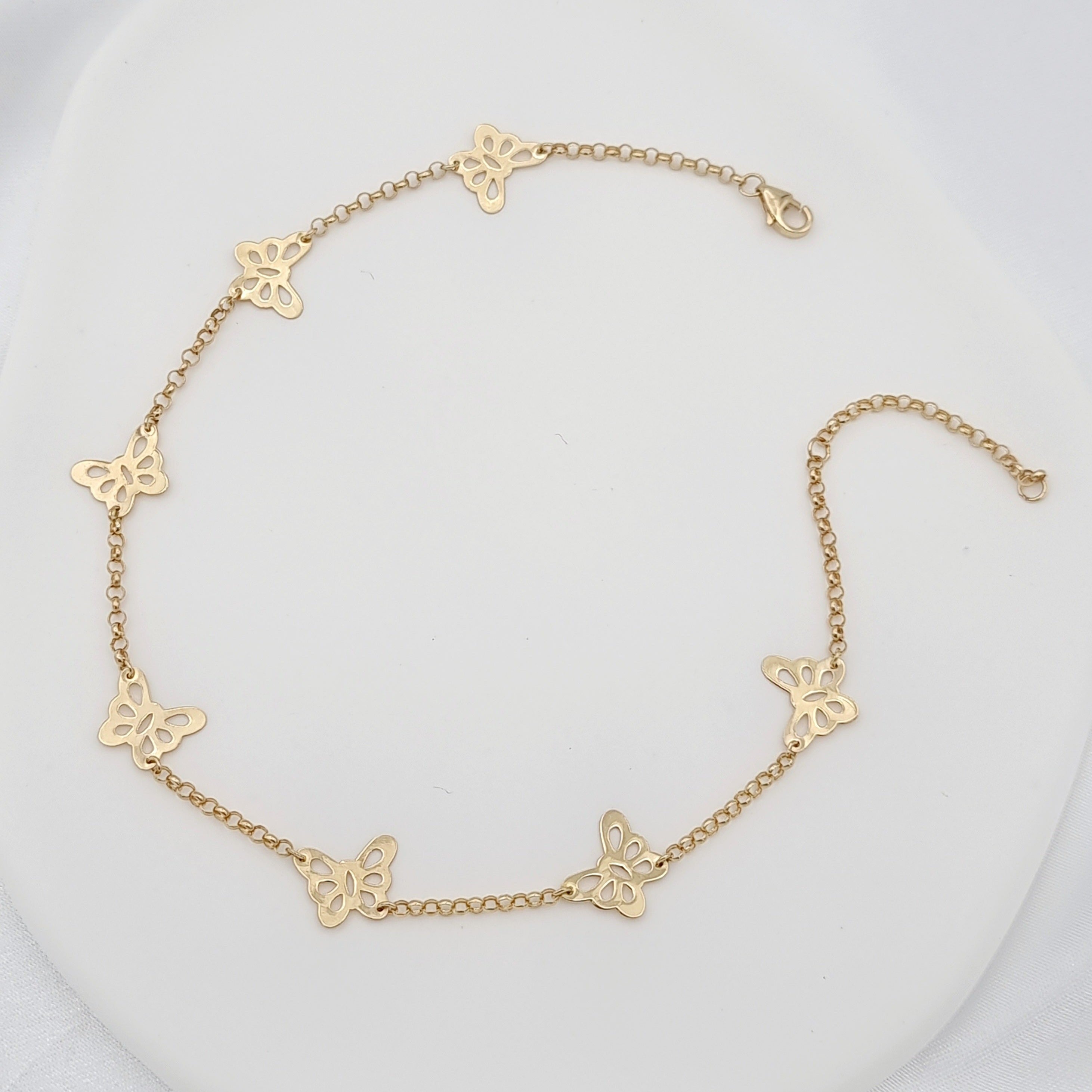 18K Pure Gold Butterfly Anklet