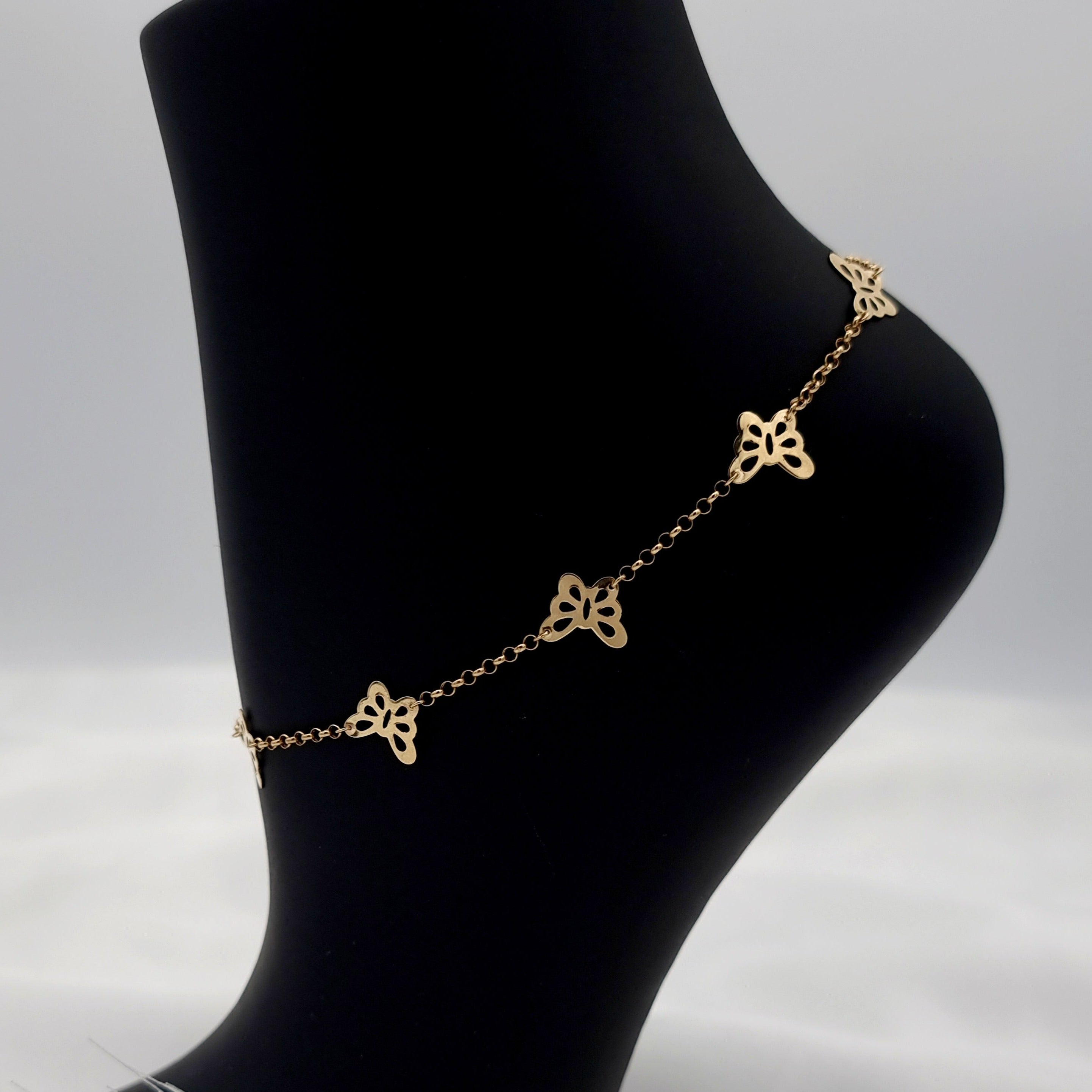 18K Pure Gold Butterfly Anklet