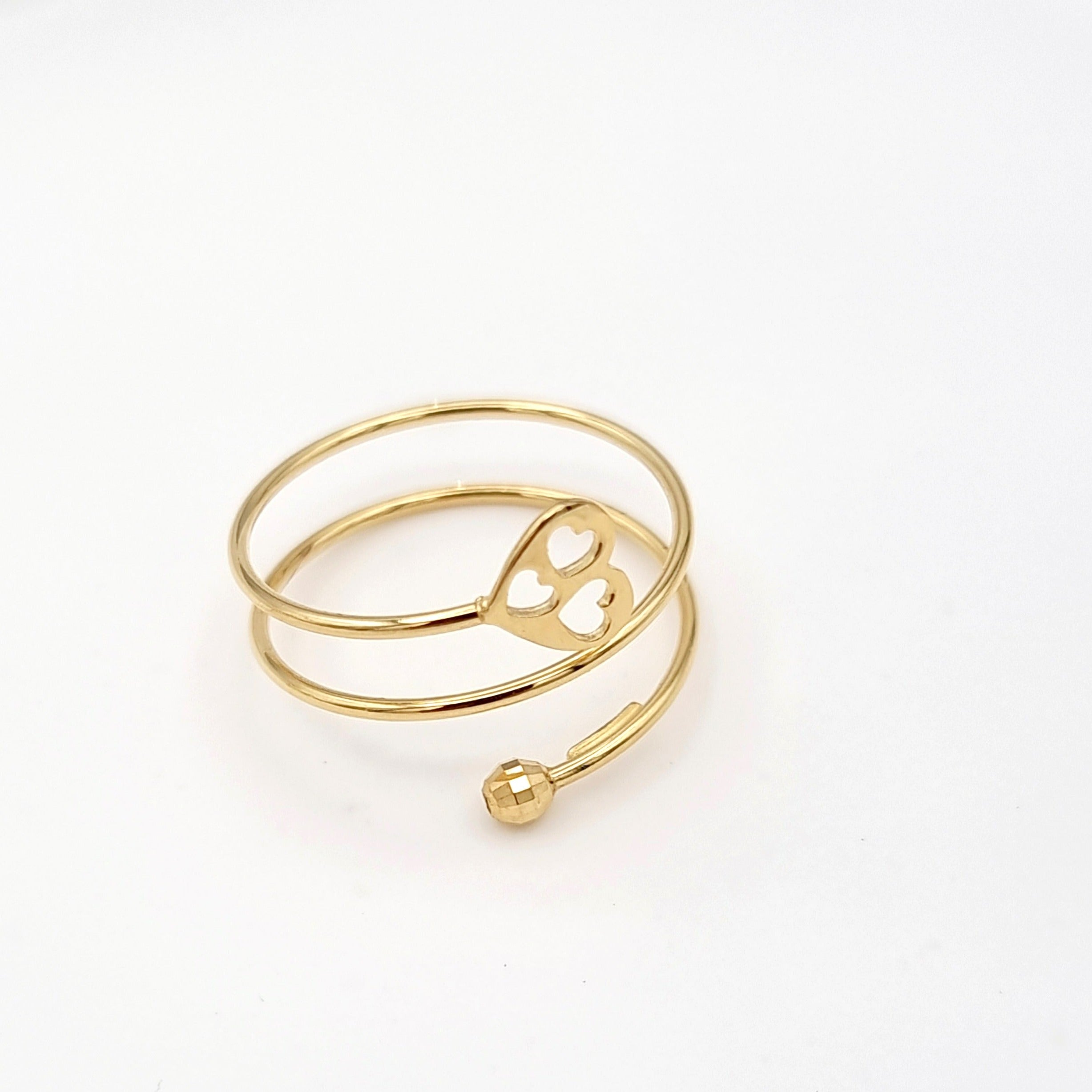 18K Pure Gold Adjustable Heart Ring