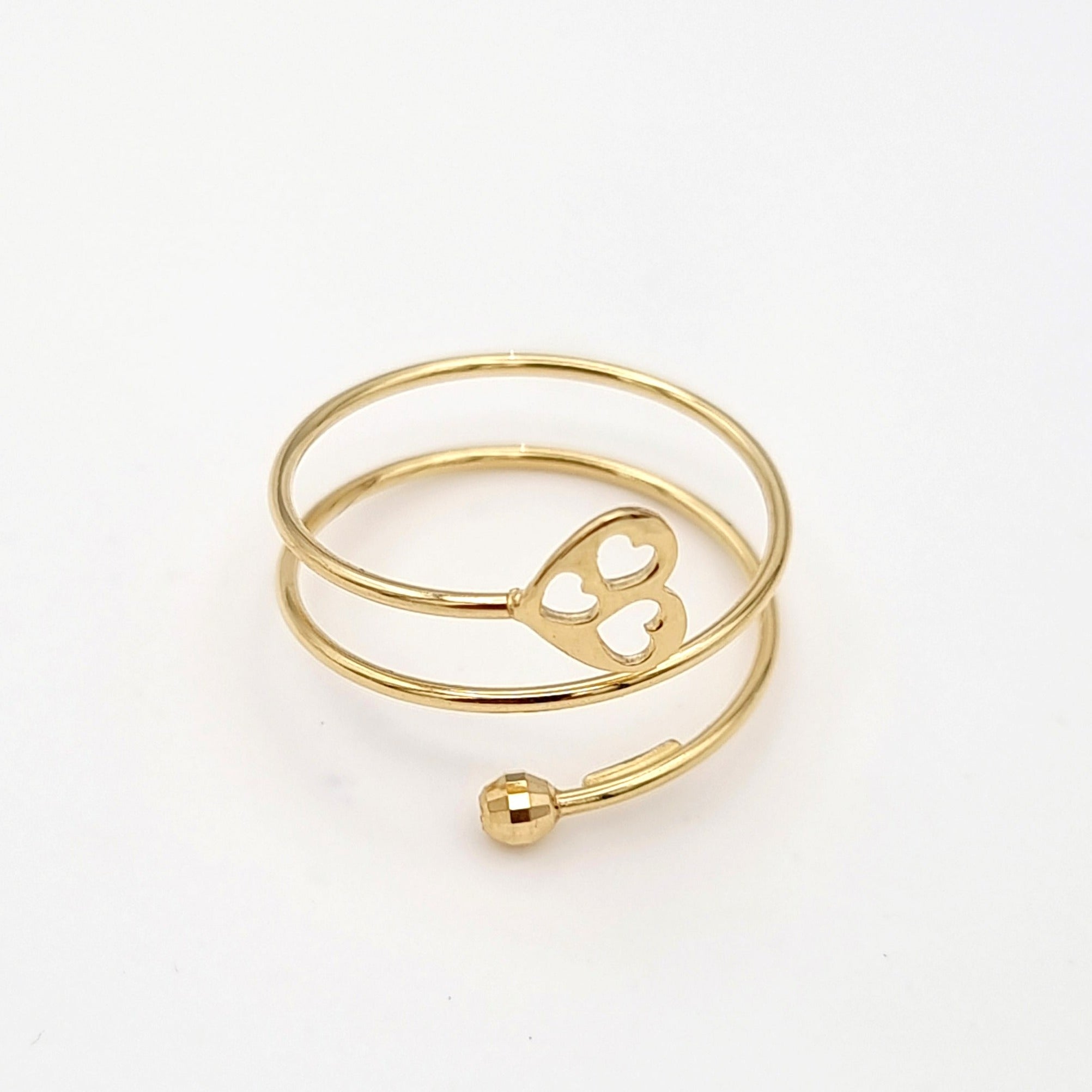 18K Pure Gold Adjustable Heart Ring