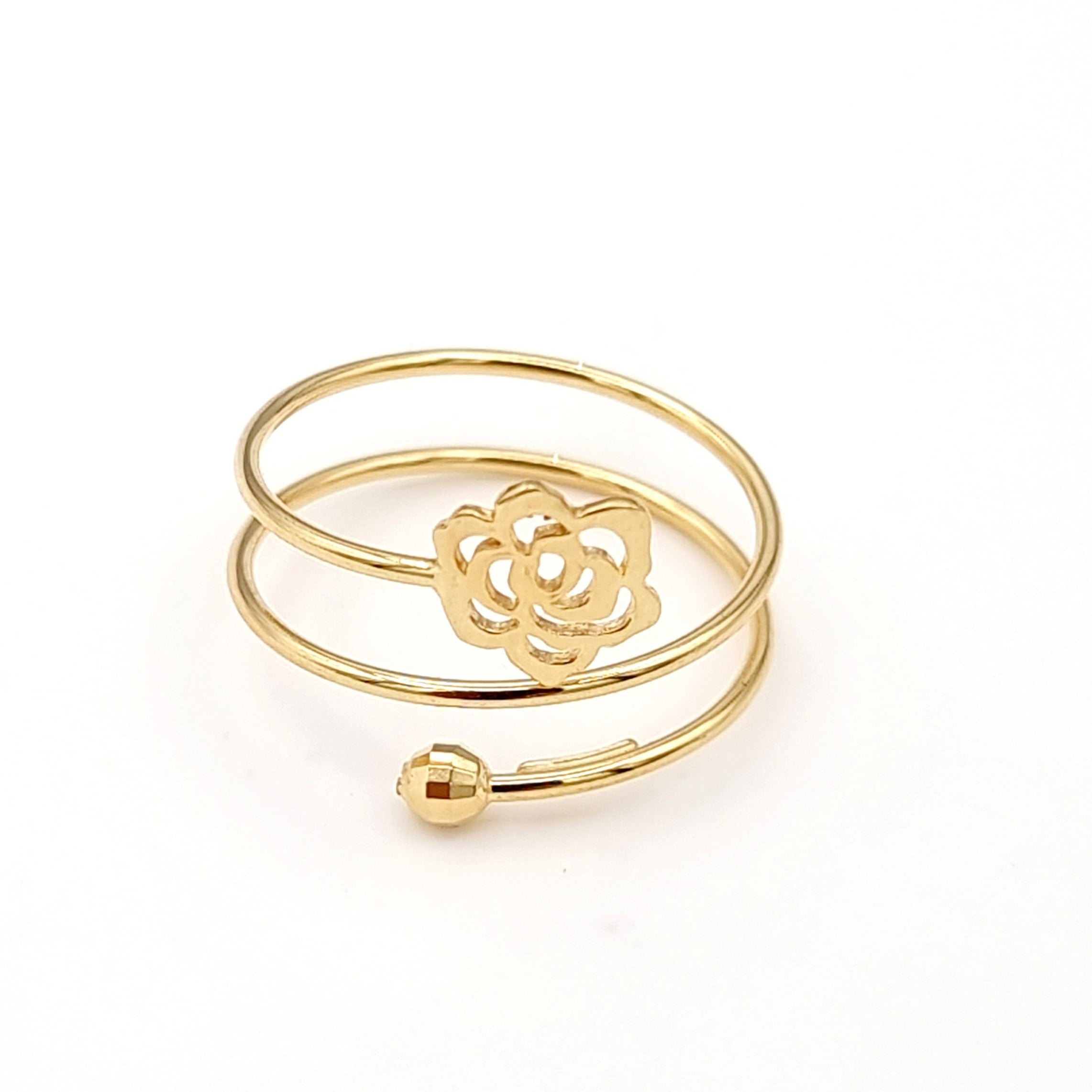 18K Pure Gold Adjustable Flower Ring