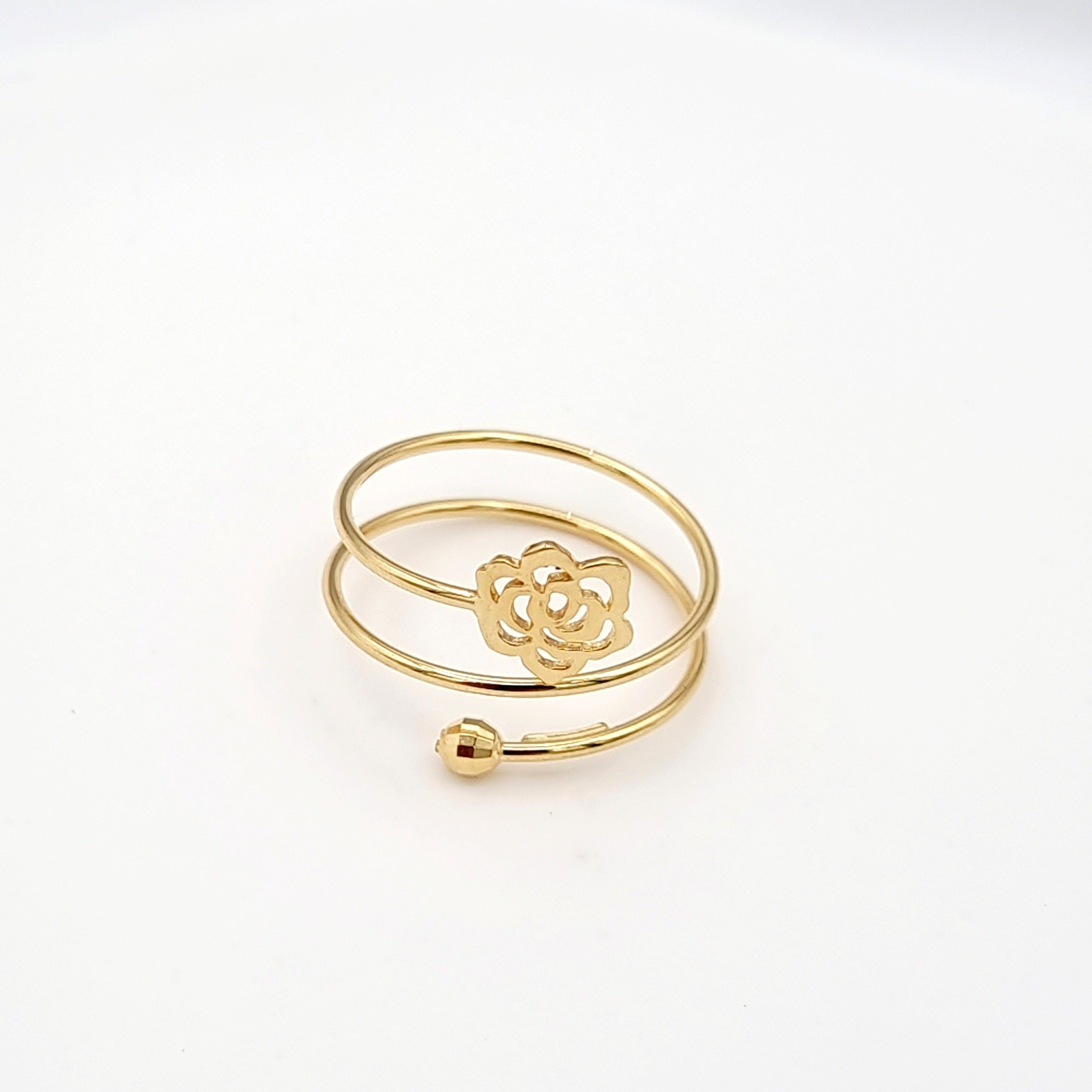 18K Pure Gold Adjustable Flower Ring