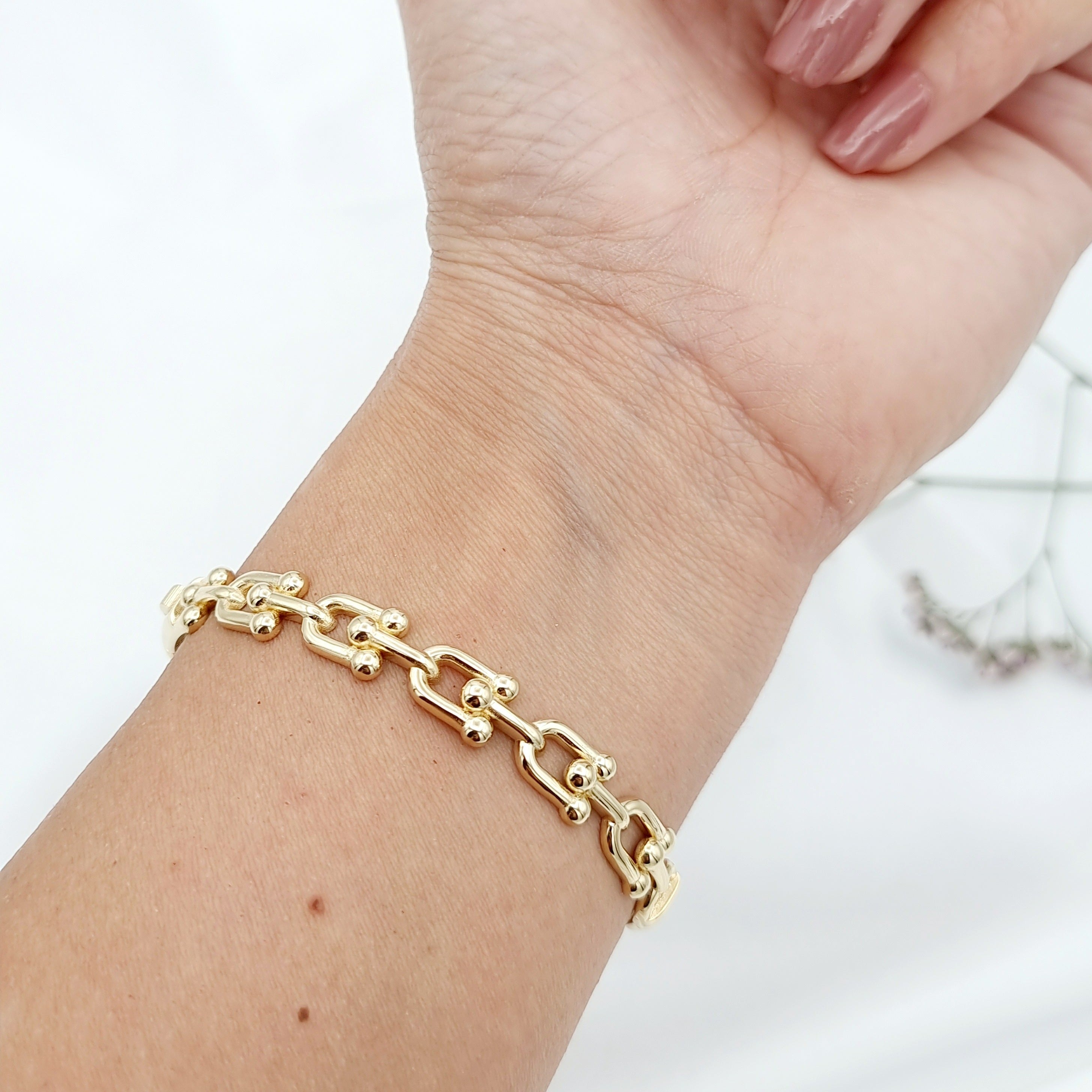 18K Pure Gold U-Link Bangle