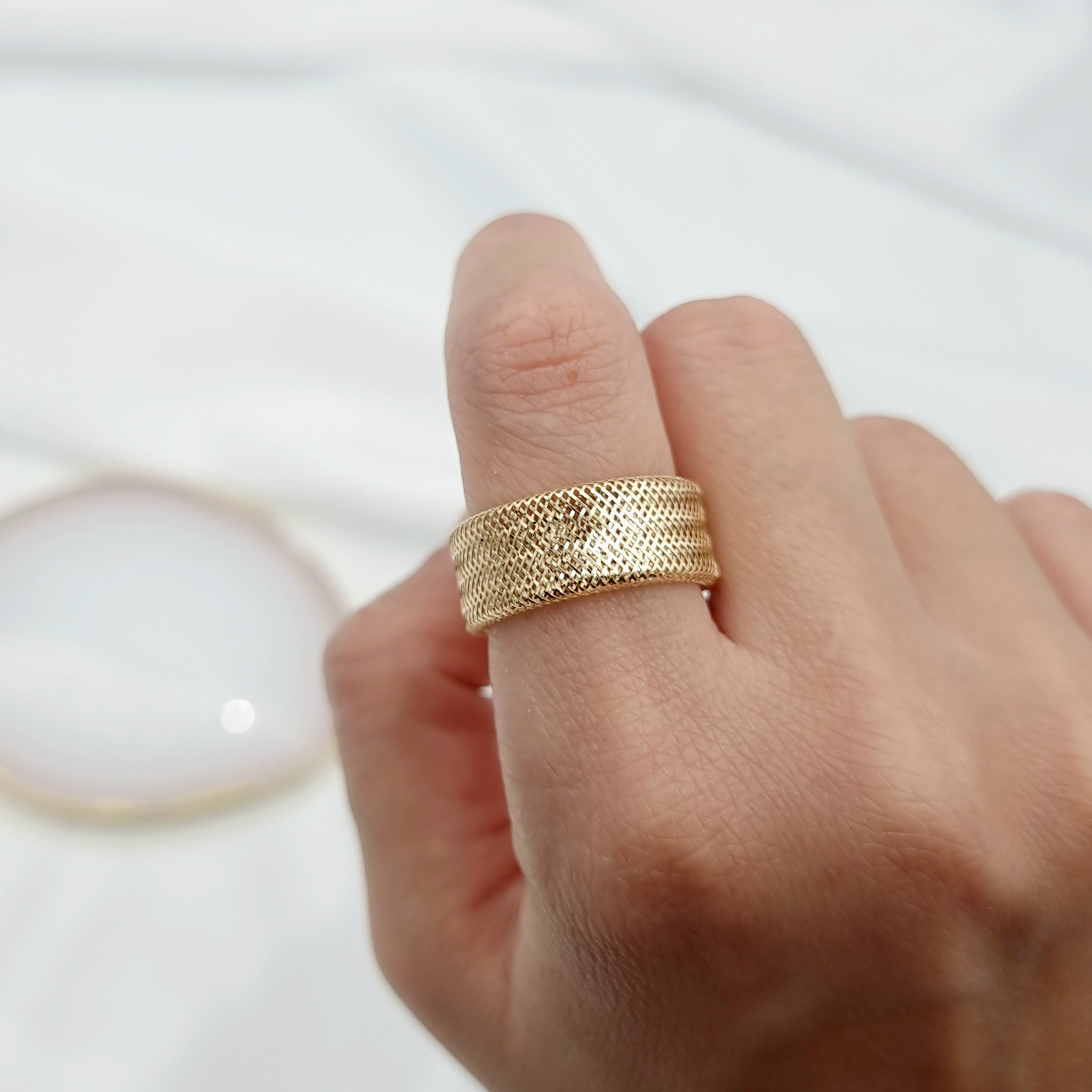 18K Pure Gold Thick Elastic Ring