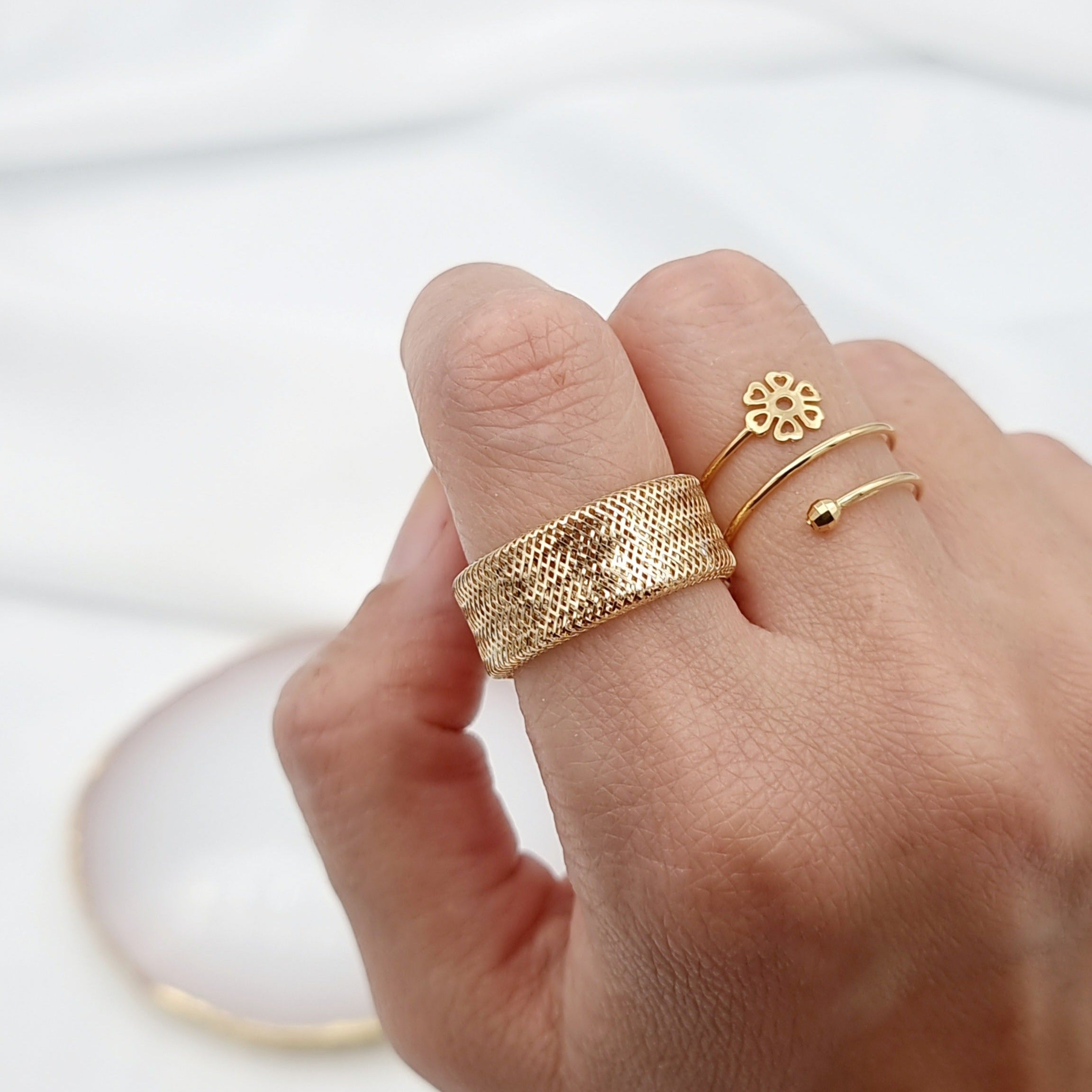 18K Pure Gold Thick Elastic Ring