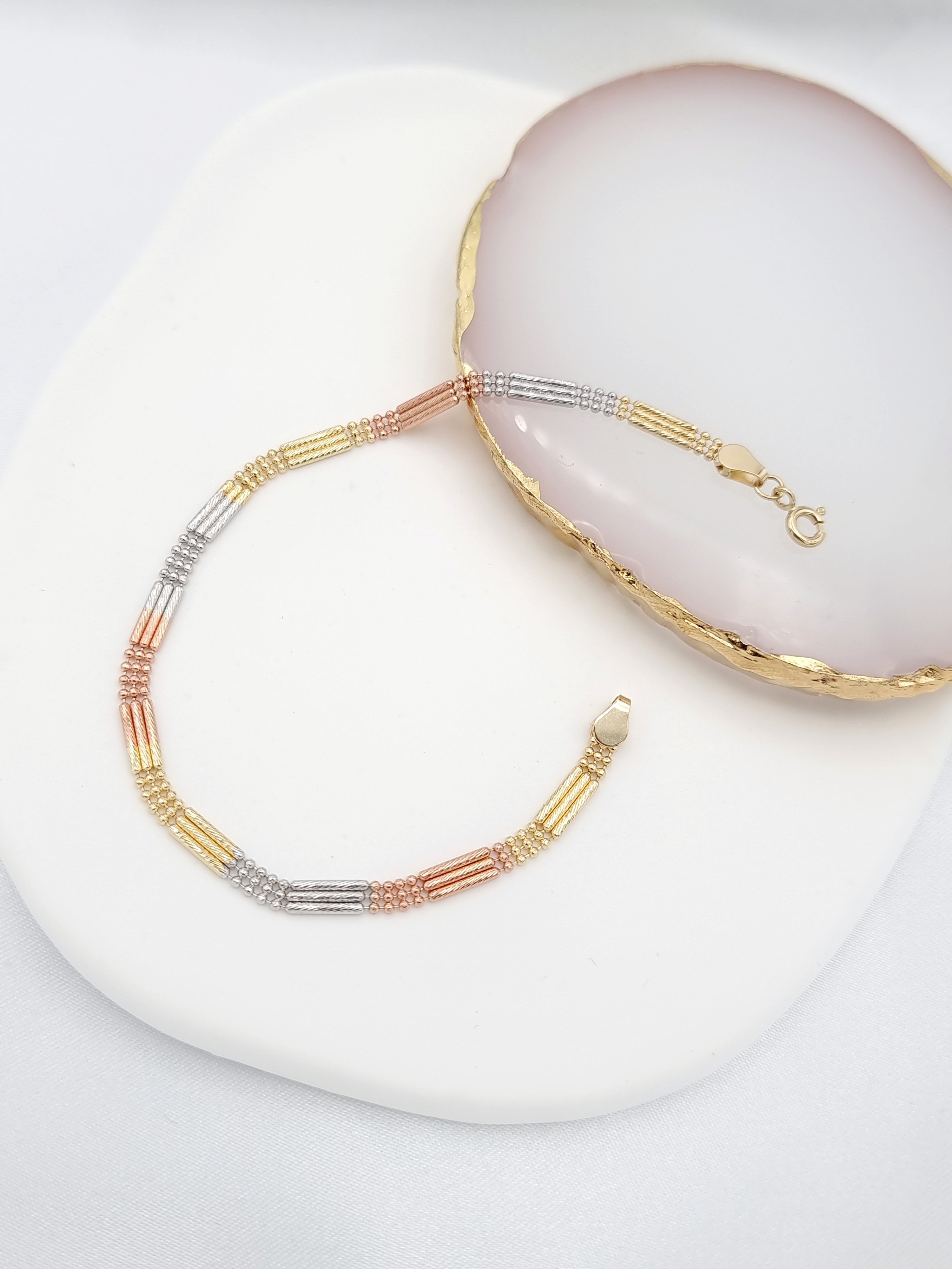 18K Pure Gold 3 Color Bracelet