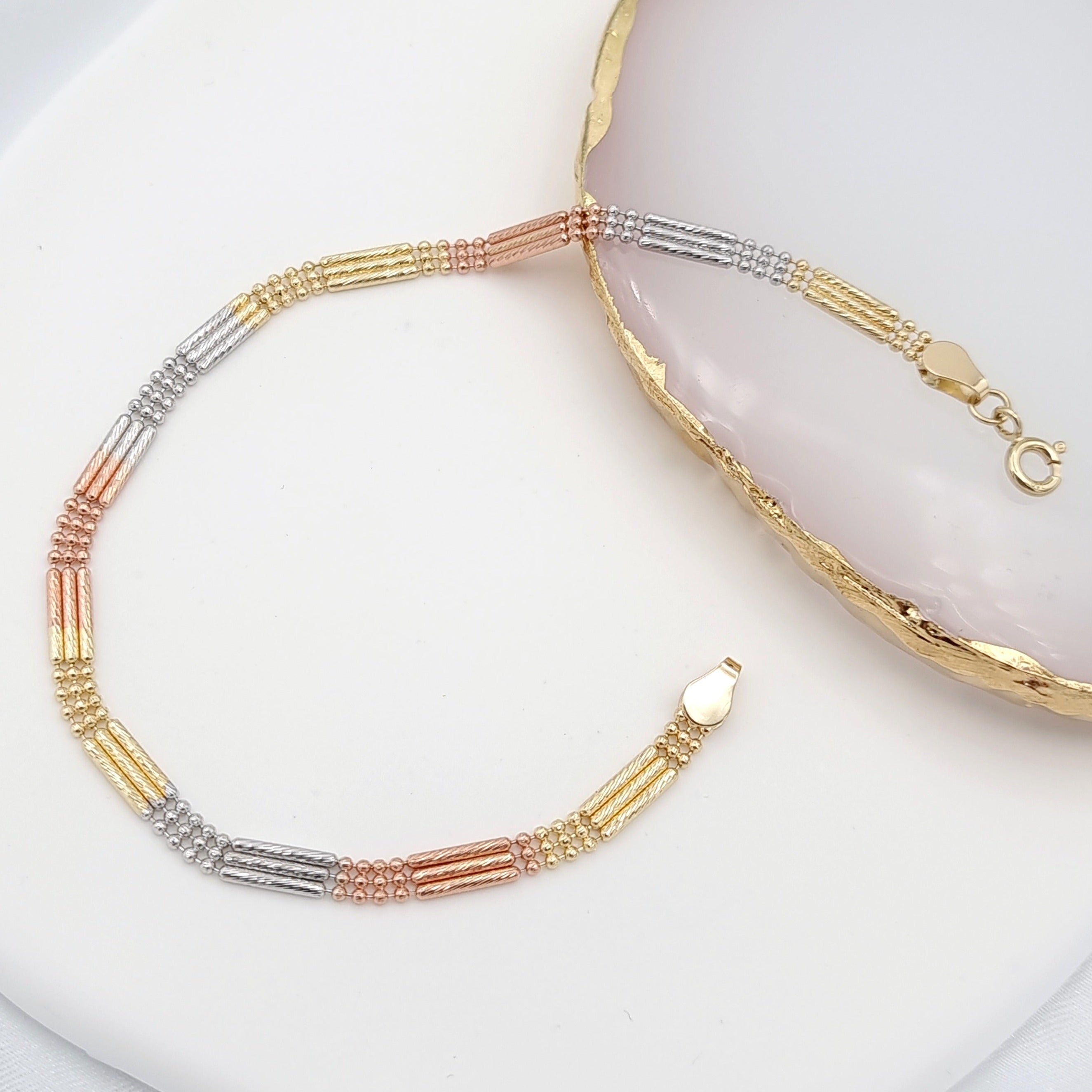 18K Pure Gold 3 Color Bracelet