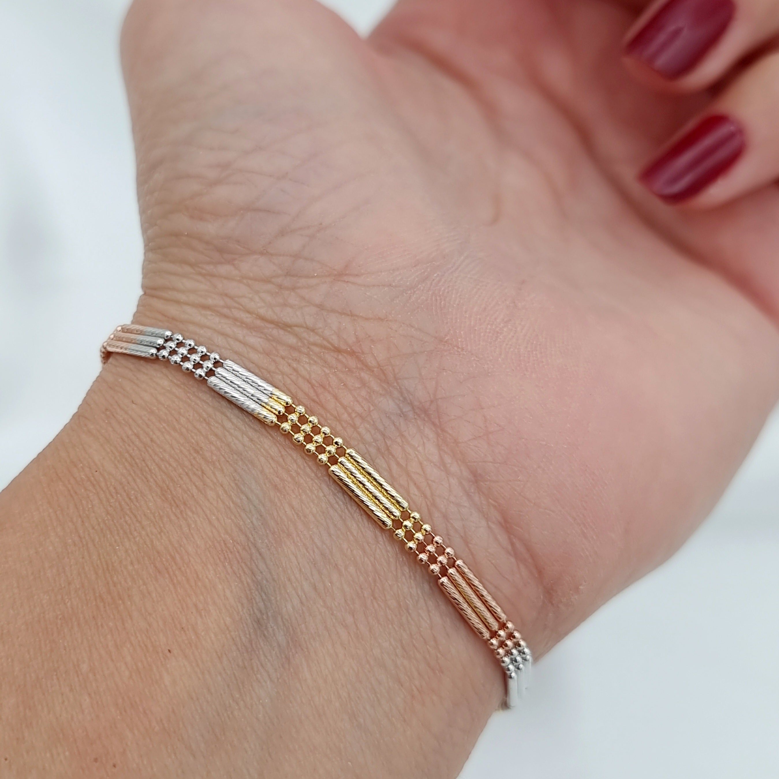 18K Pure Gold 3 Color Bracelet – Tala Gold Collection