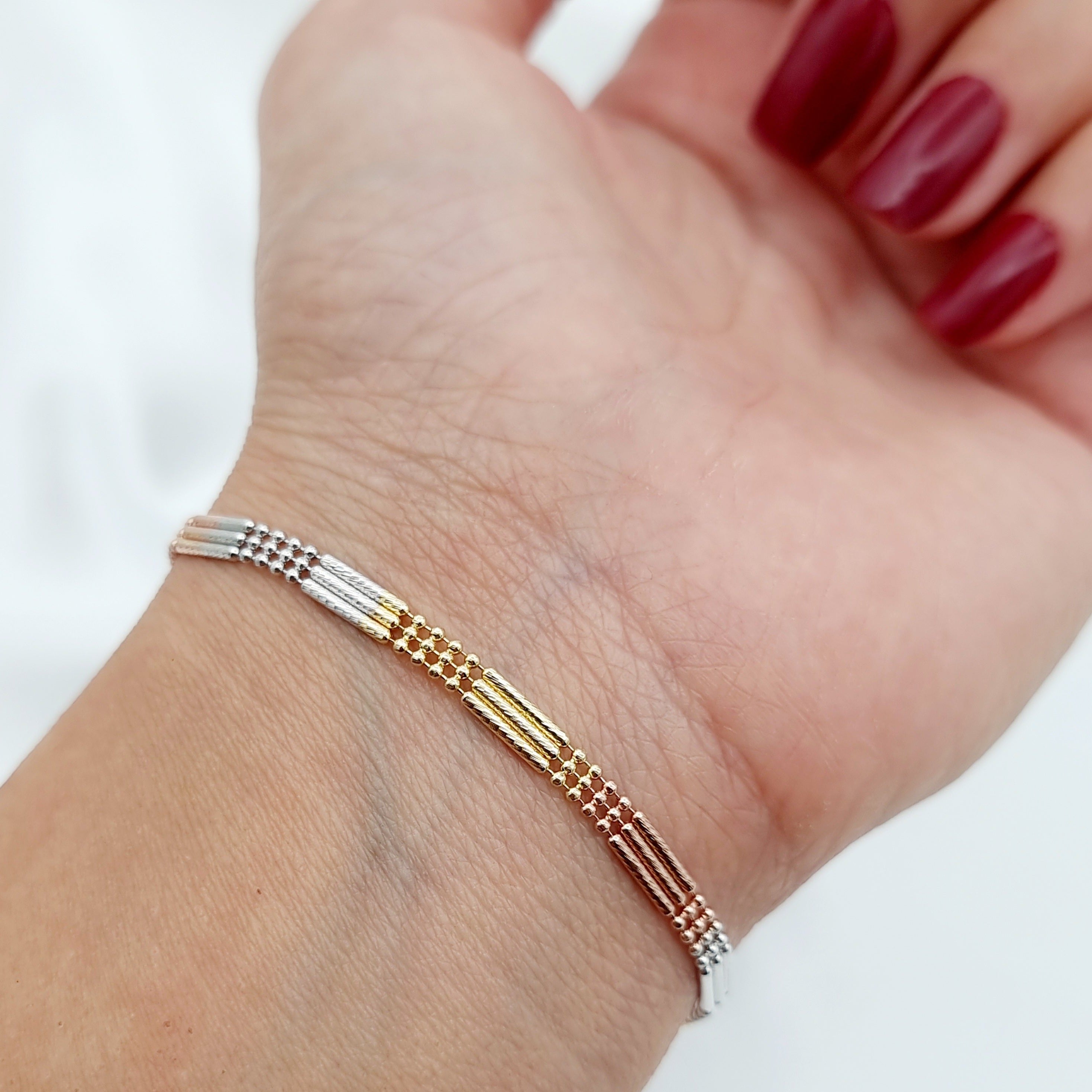 18K Pure Gold 3 Color Bracelet