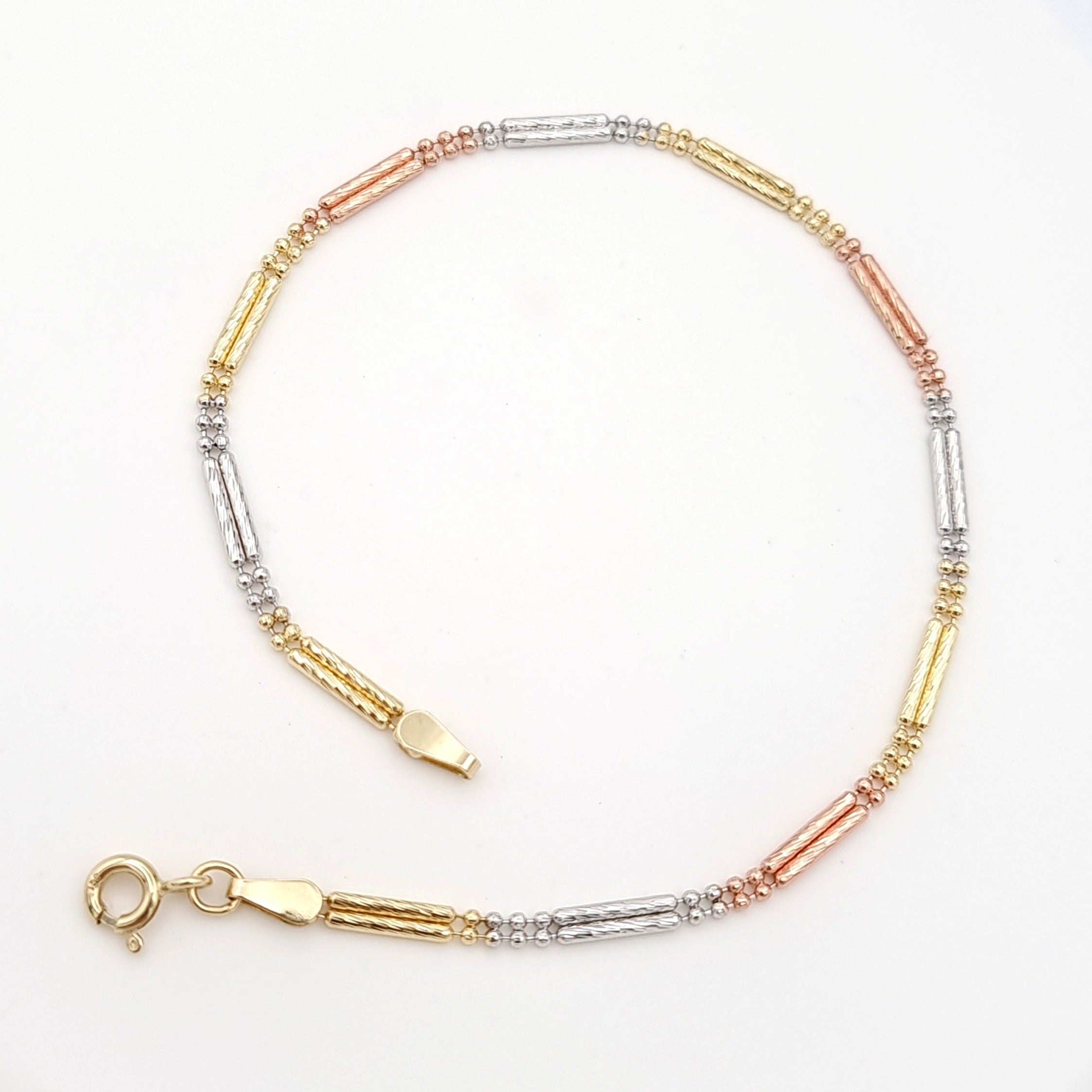 18K Pure Gold 3 Color 2 Layer Bracelet