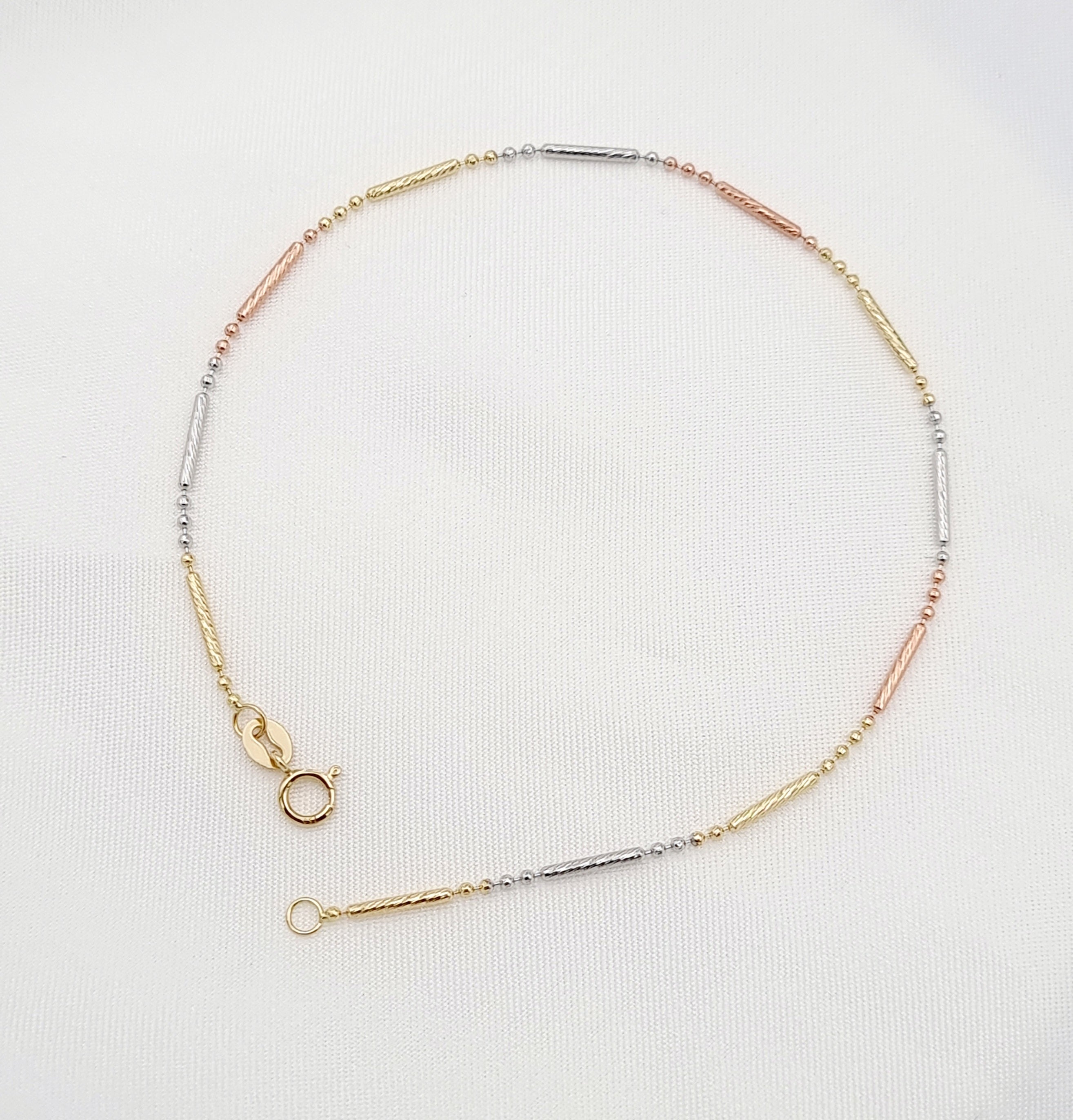 18K Pure Gold 3 Color 1 Layer Bracelet