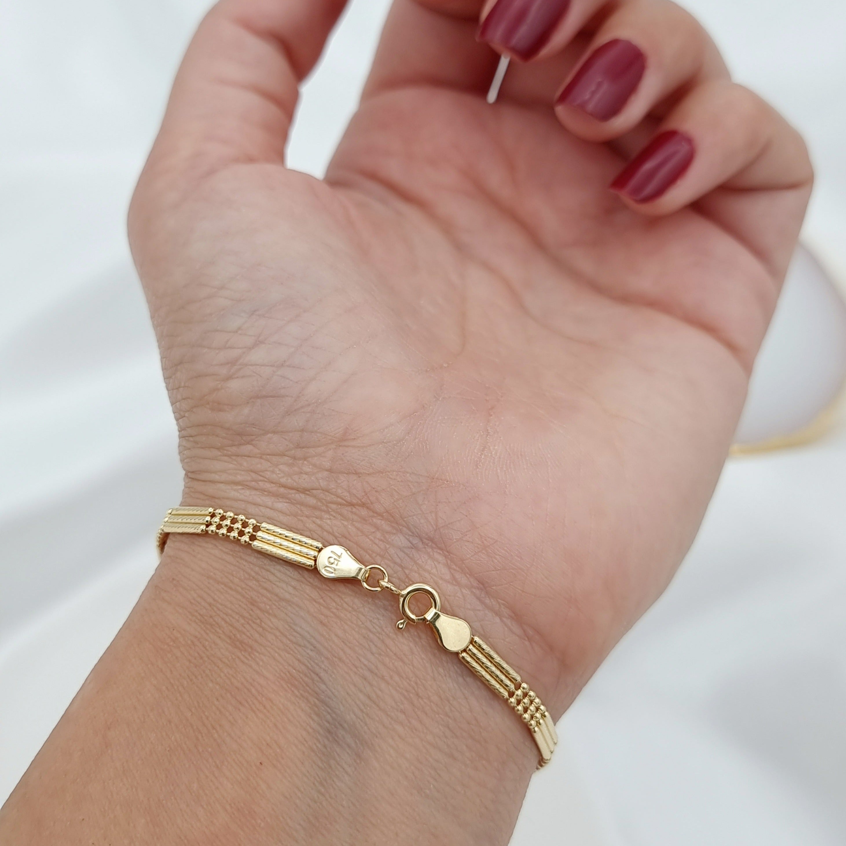 18K Pure Gold 3 Layer Bracelet