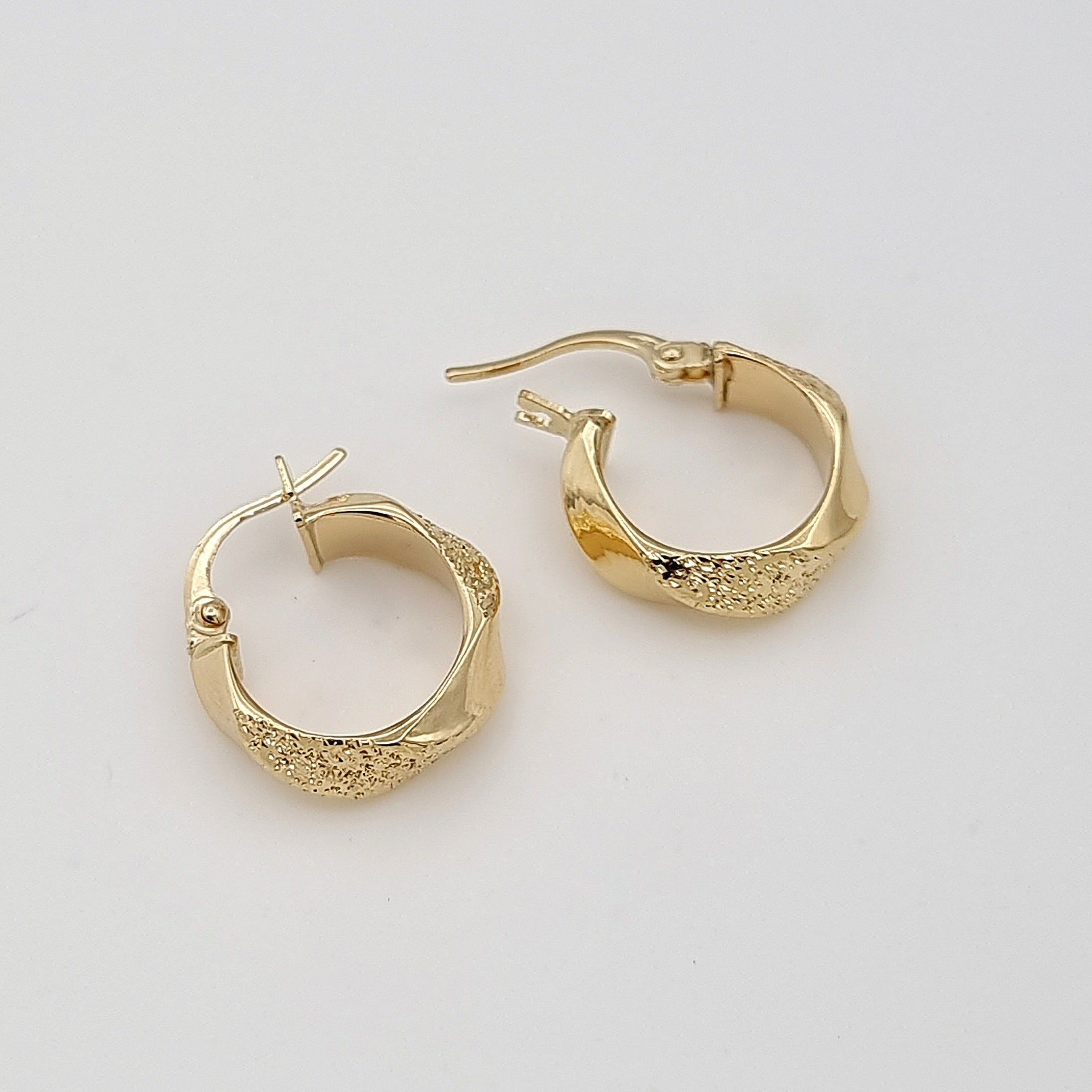 18K Pure Gold Round Thick Earring Set