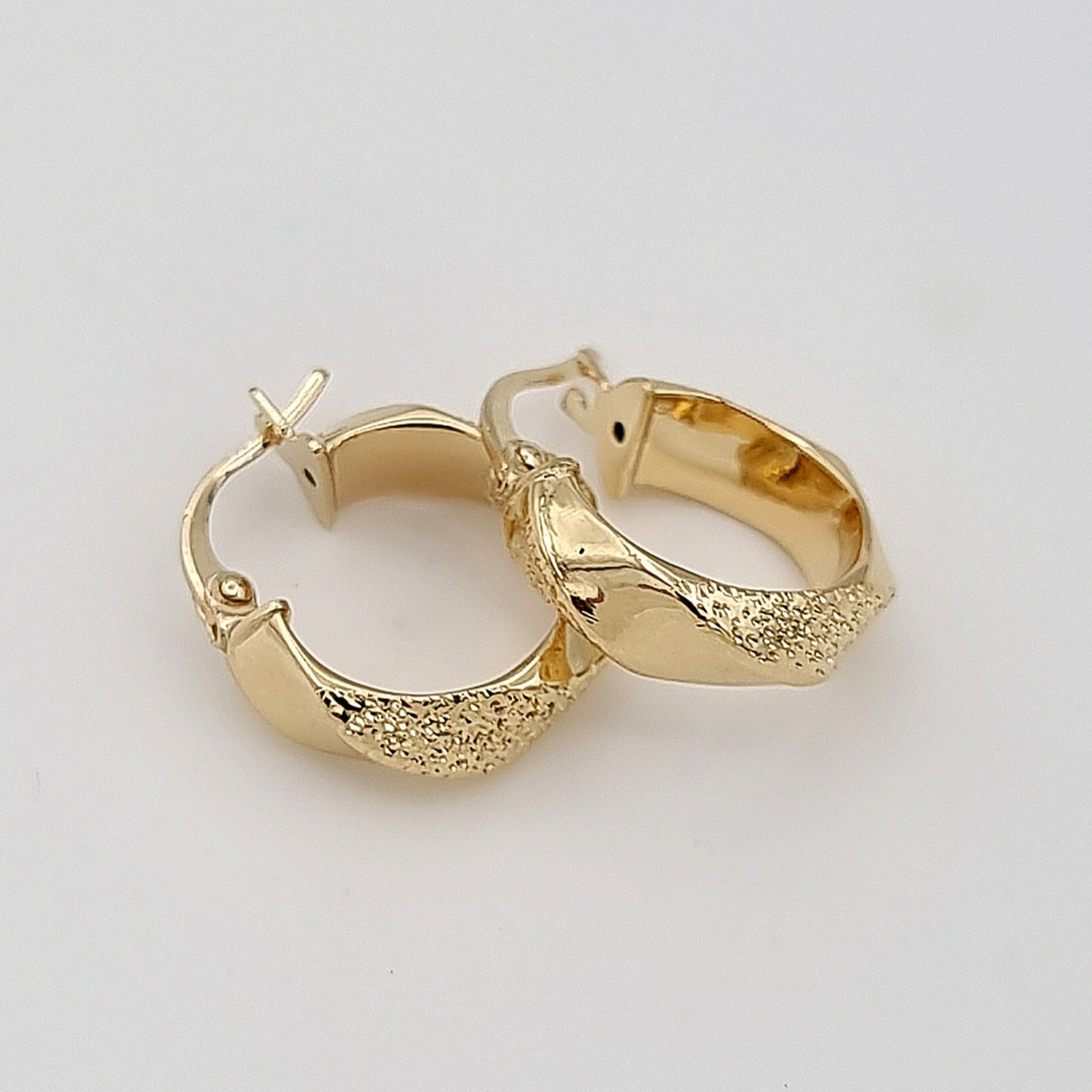 18K Pure Gold Round Thick Earring Set