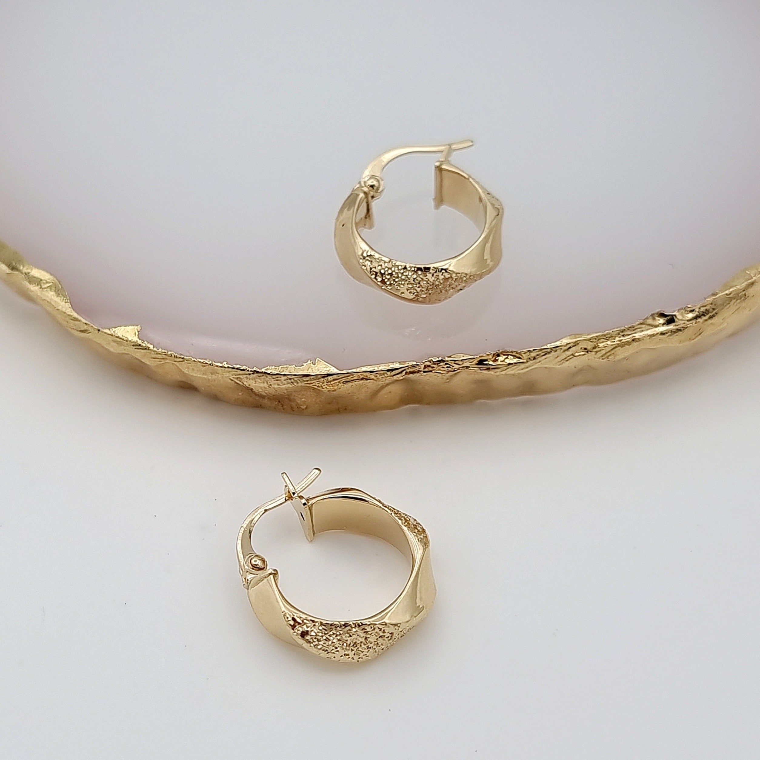 18K Pure Gold Round Thick Earring Set