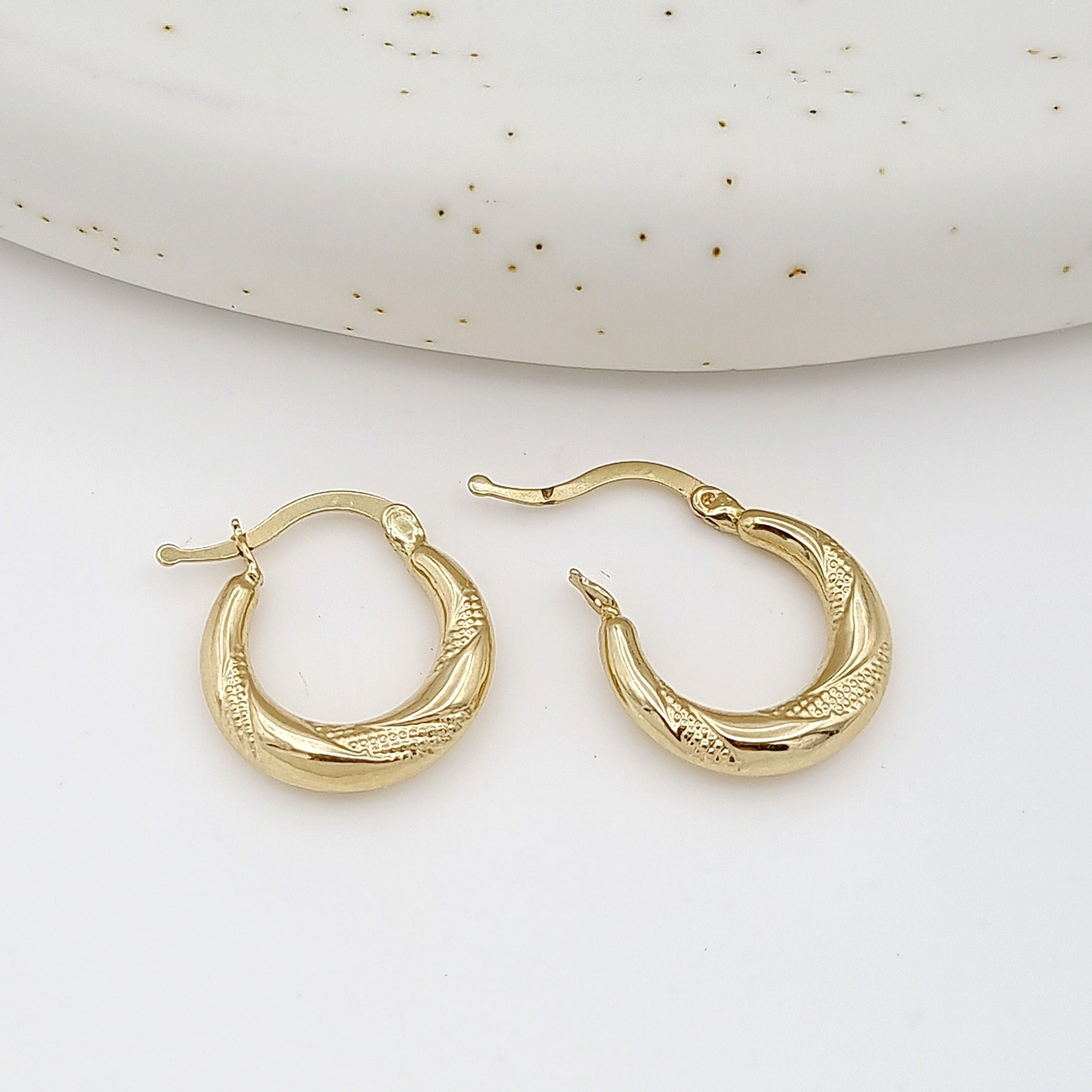 18K Pure Gold Round Earring Set