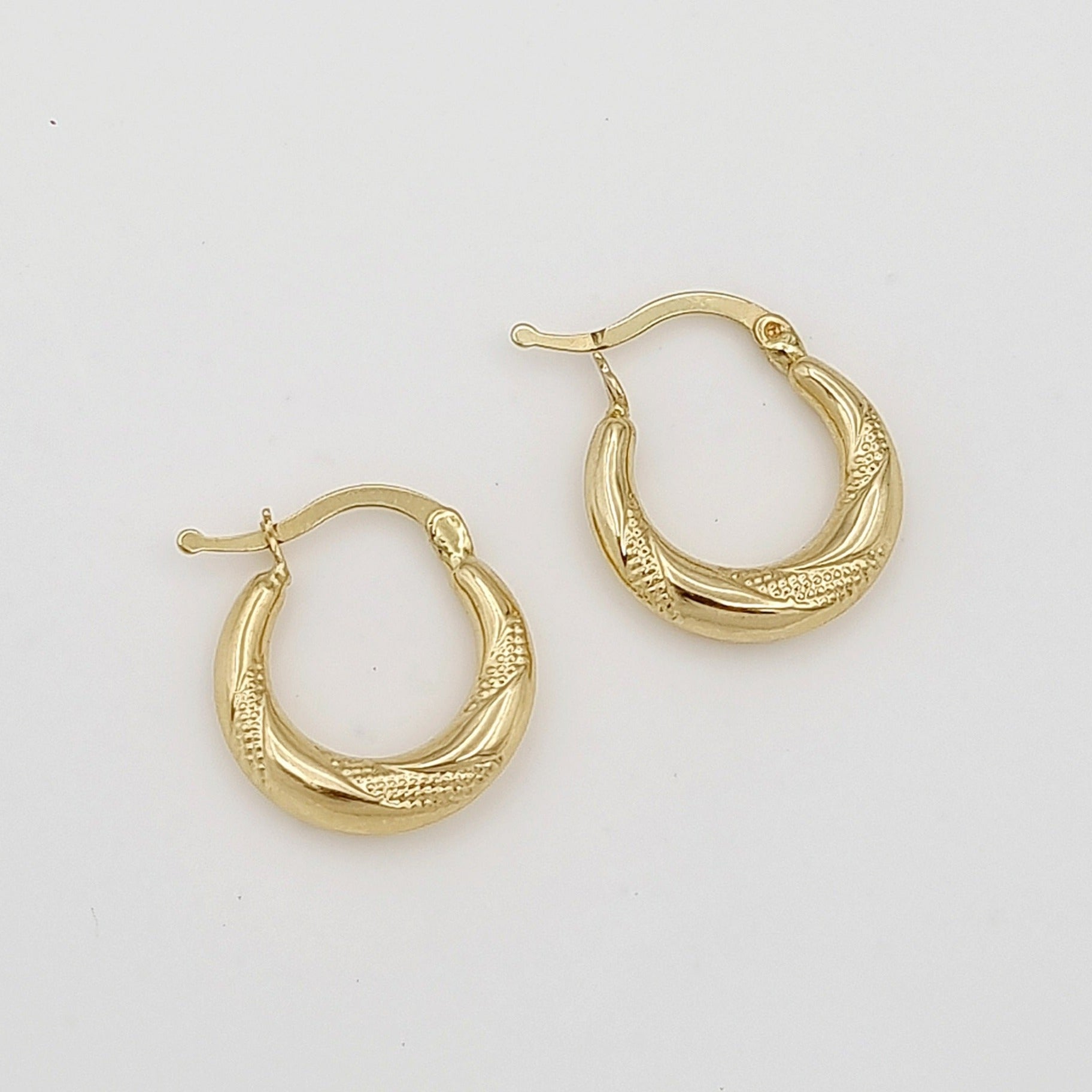 18K Pure Gold Round Earring Set