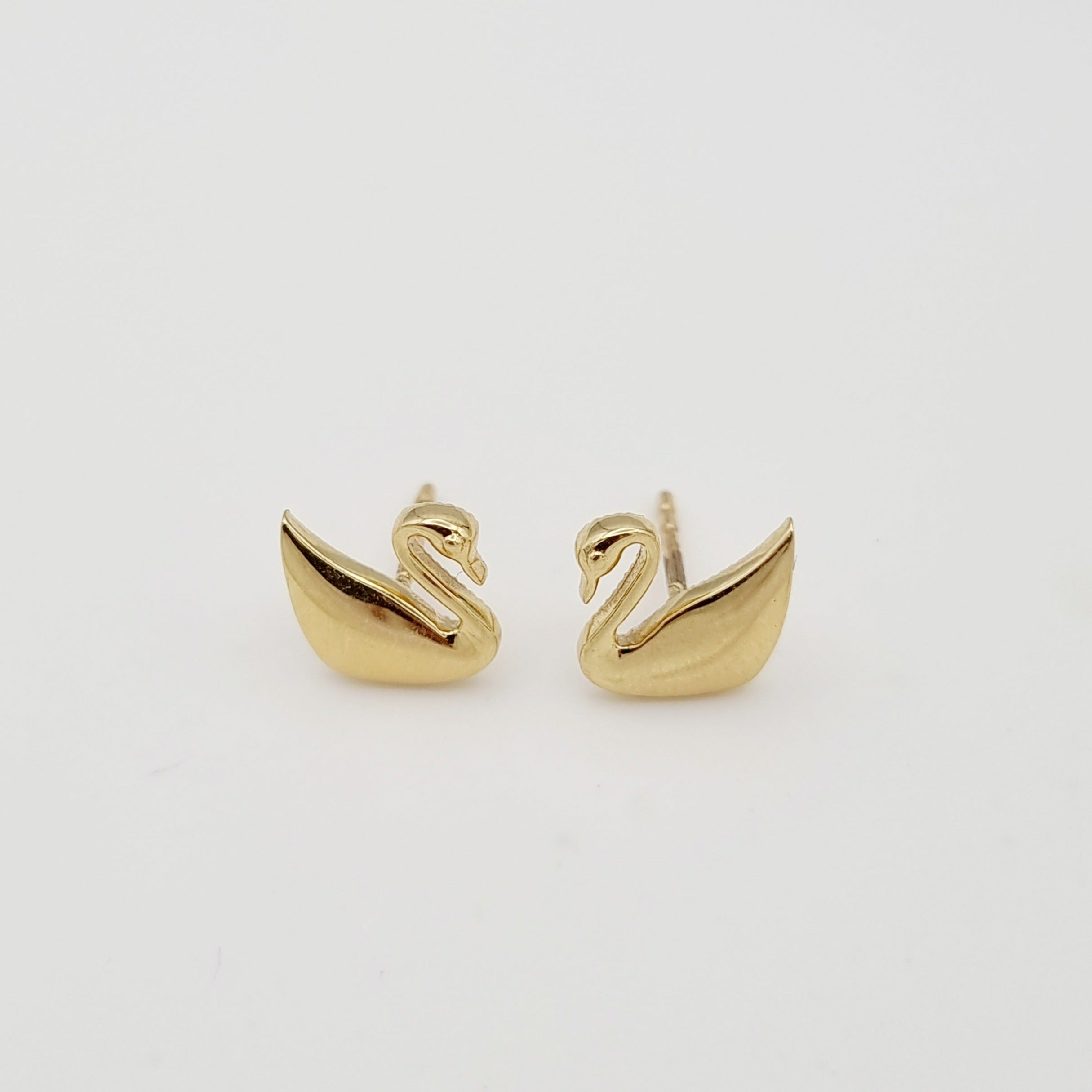 18K Pure Gold Swan Earring Set