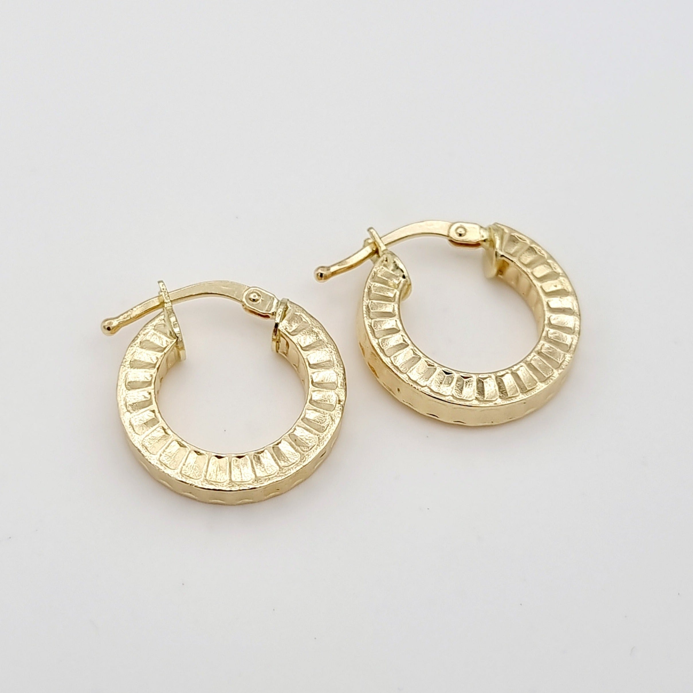 18K Pure Gold Thick Round Earring Set