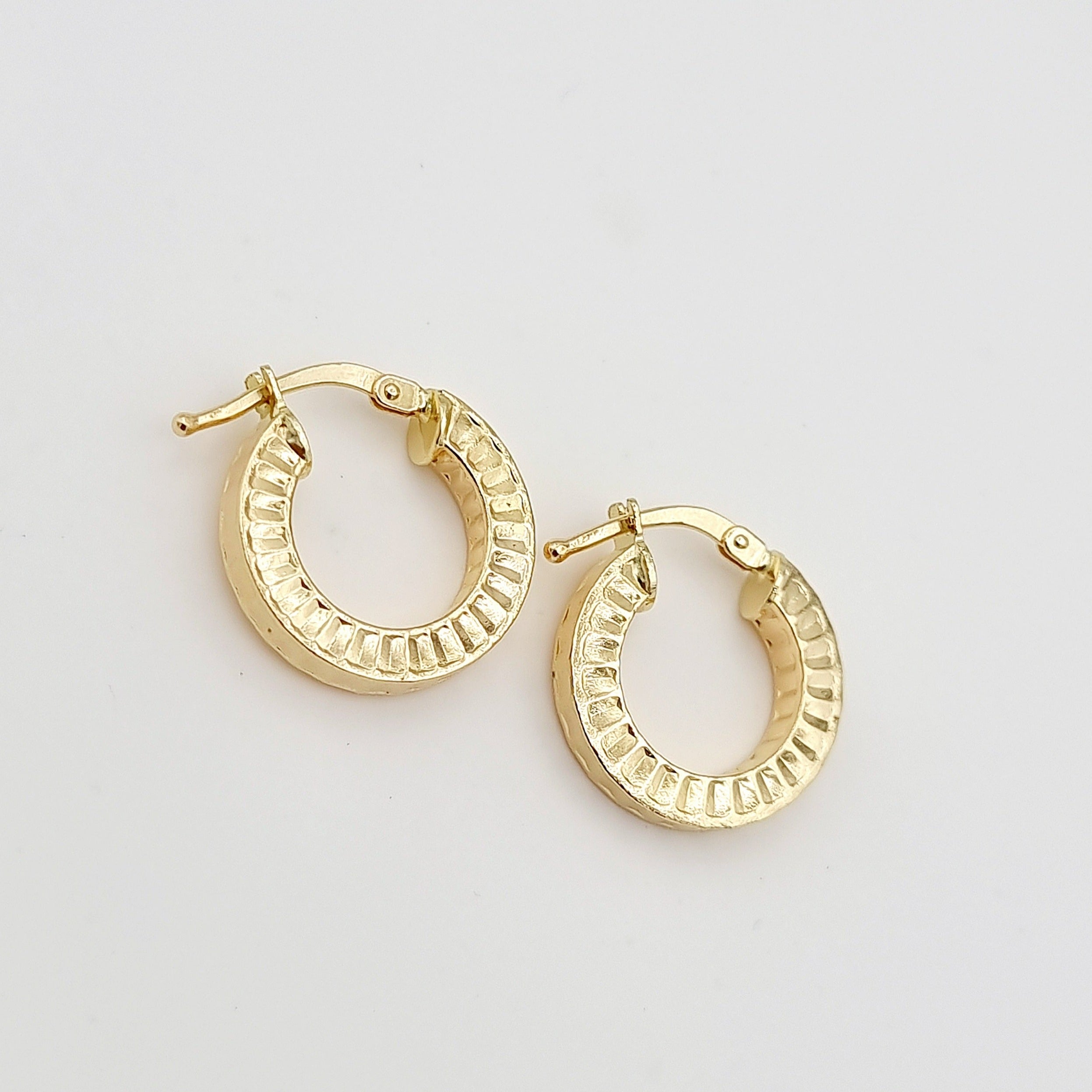 18K Pure Gold Thick Round Earring Set