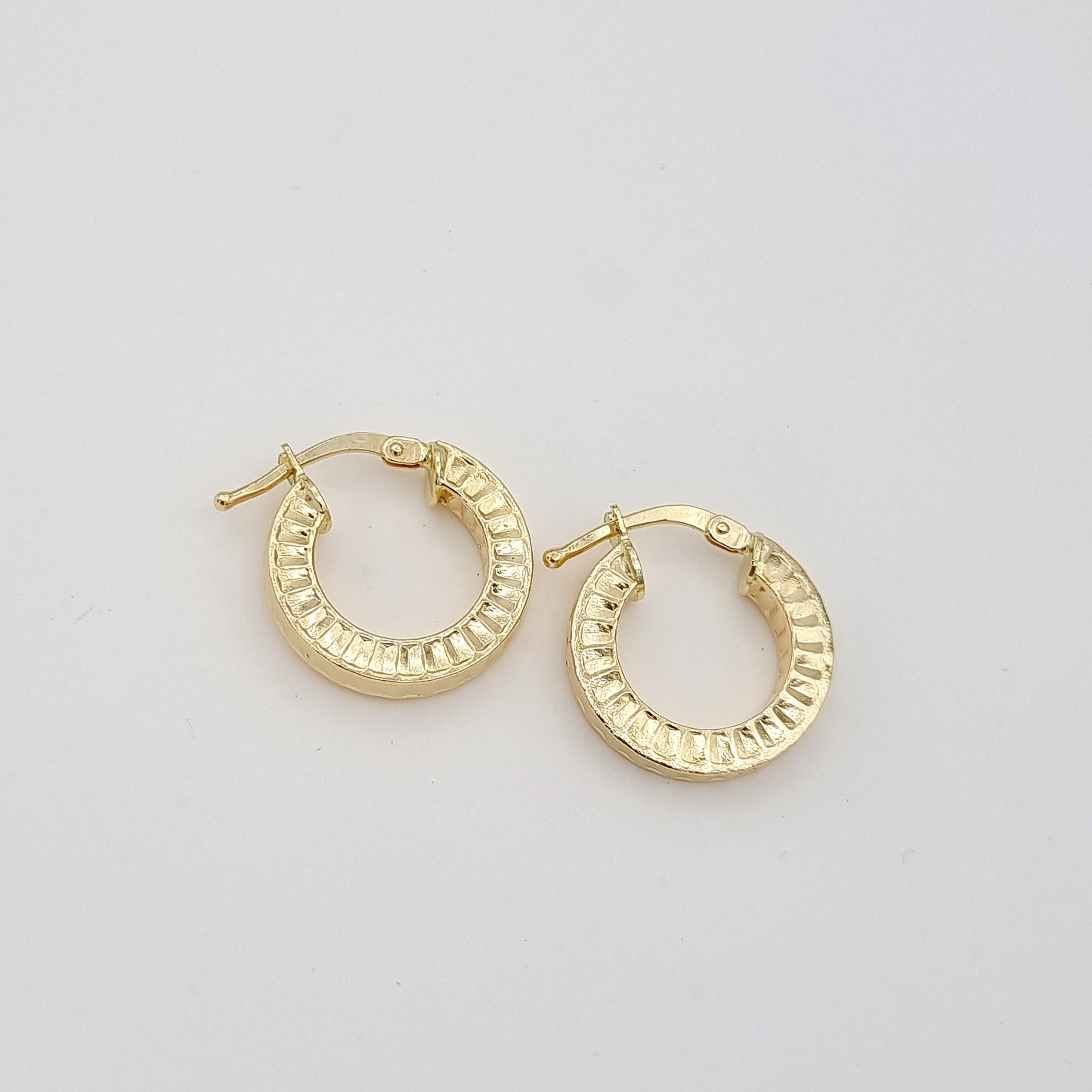 18K Pure Gold Thick Round Earring Set