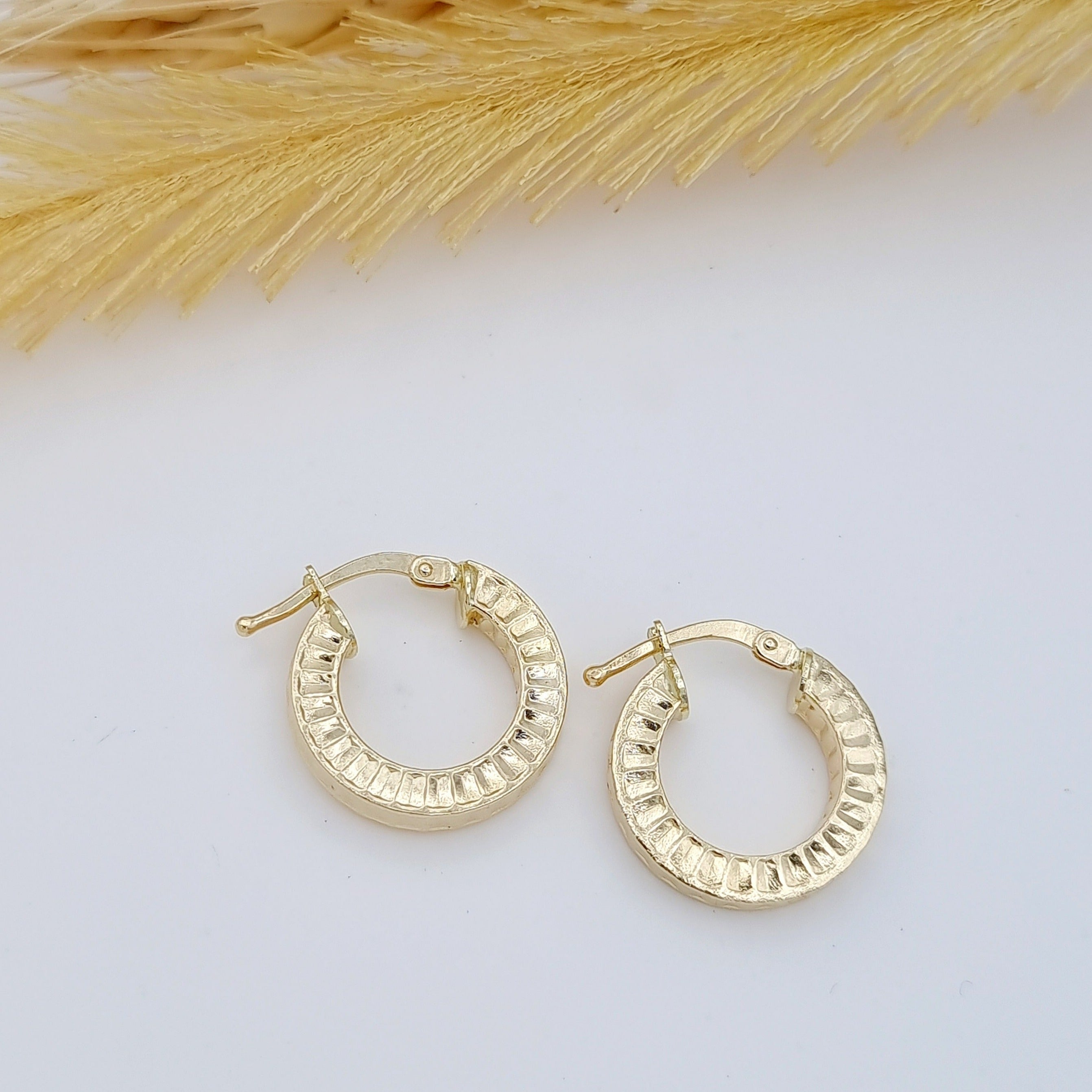 18K Pure Gold Thick Round Earring Set