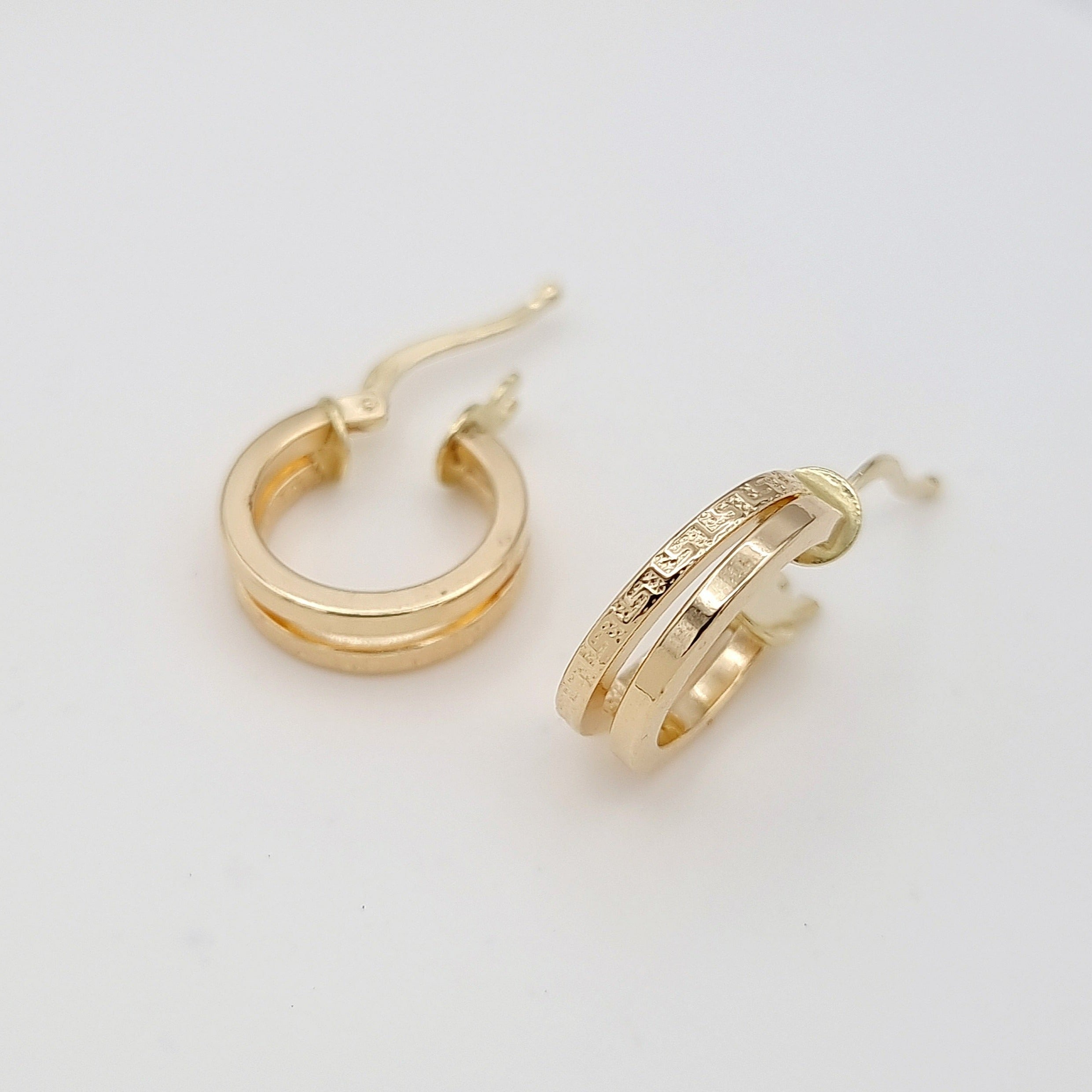 18K Pure Gold Double Round Earring Set