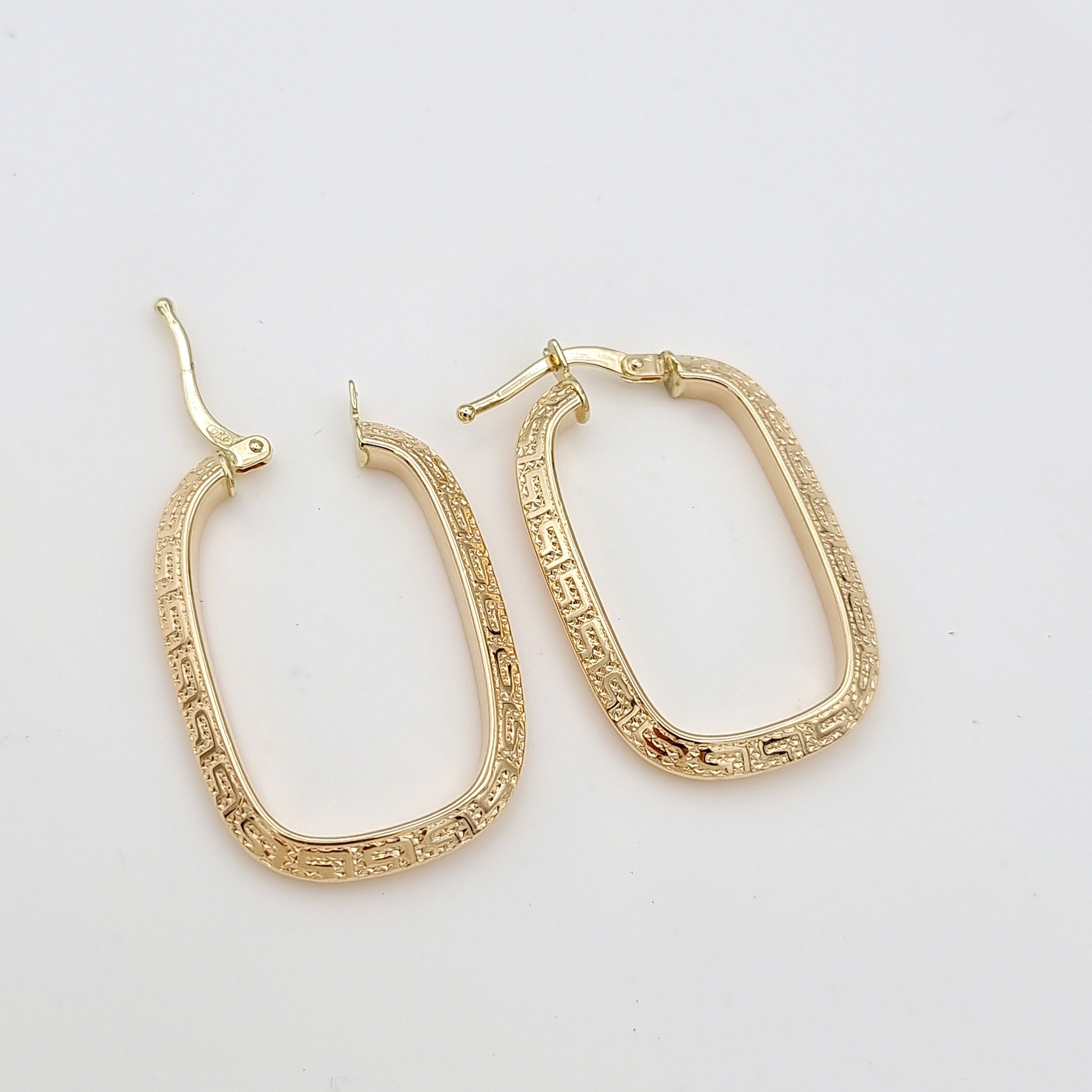 18K Pure Gold Long Square Earring Set