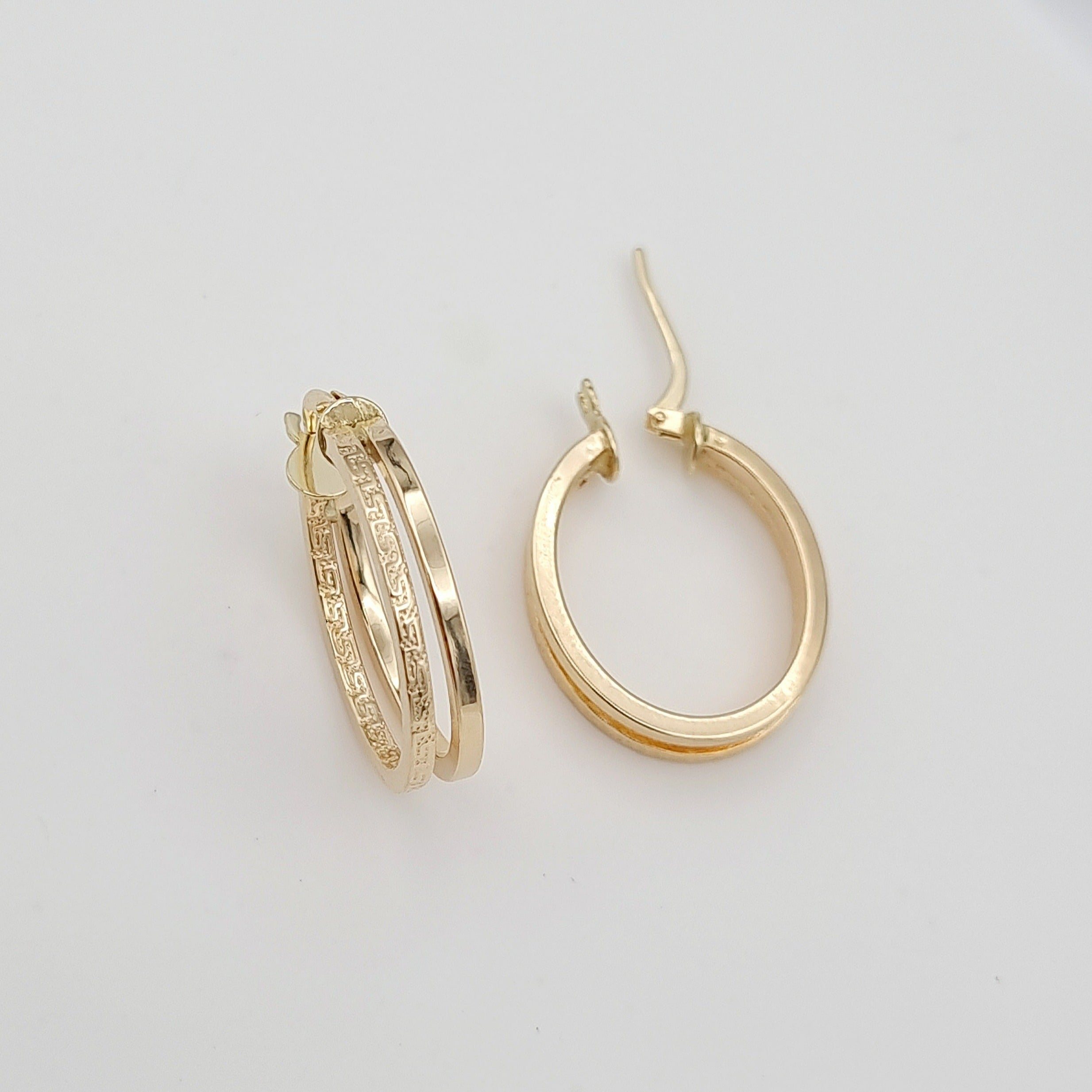 18K Pure Gold Double Round Earring Set