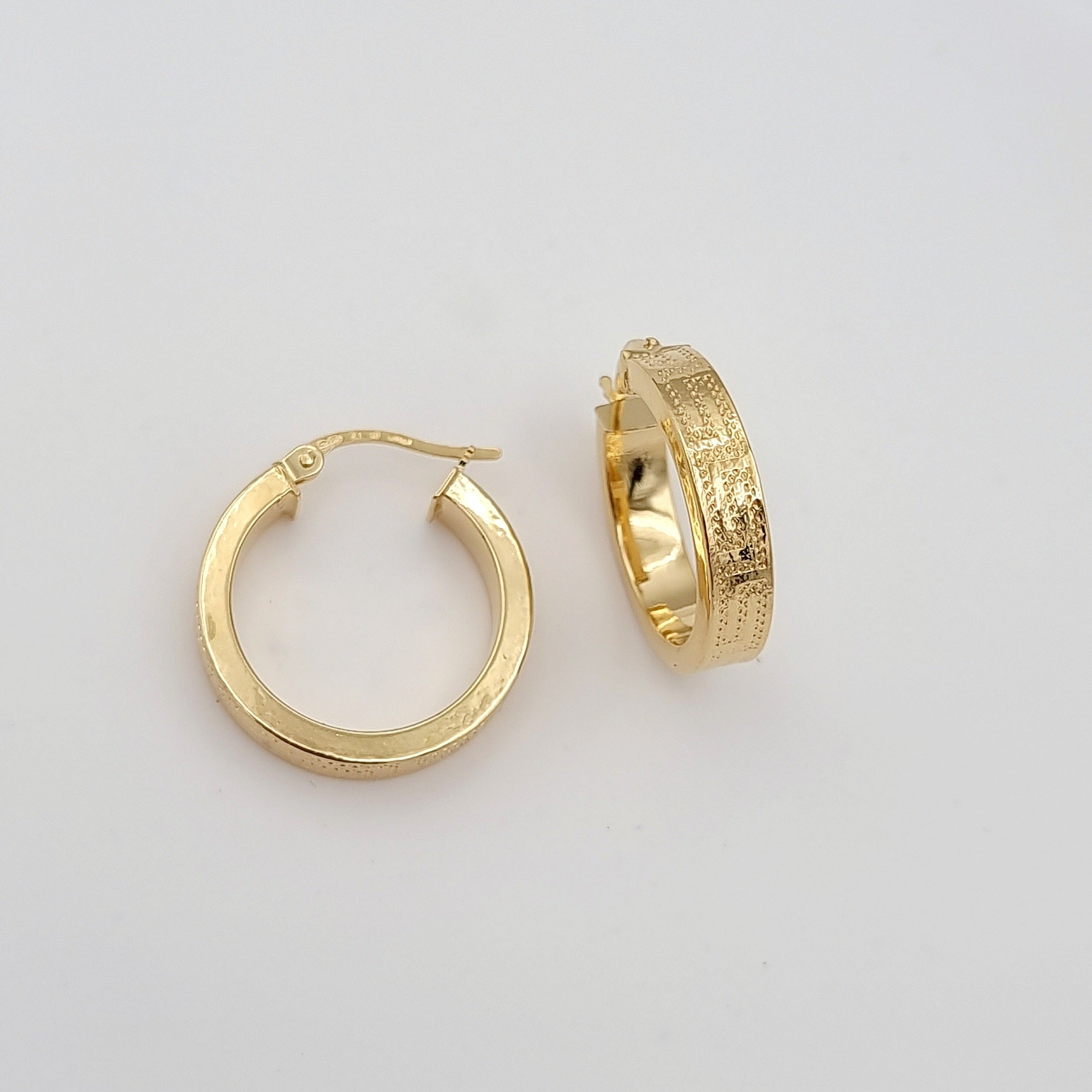 18K Pure Gold Thick Round Earring Set