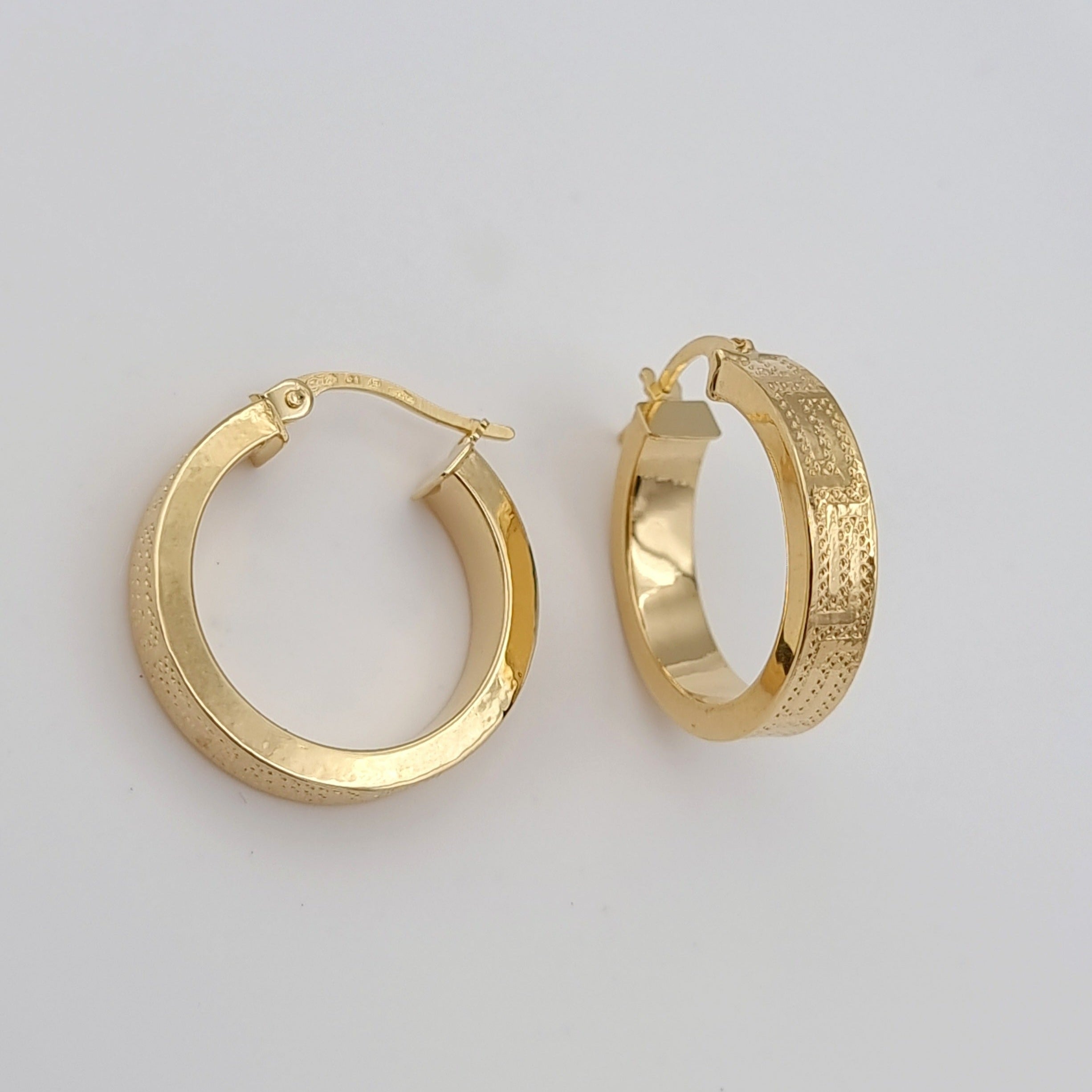 18K Pure Gold Thick Round Earring Set