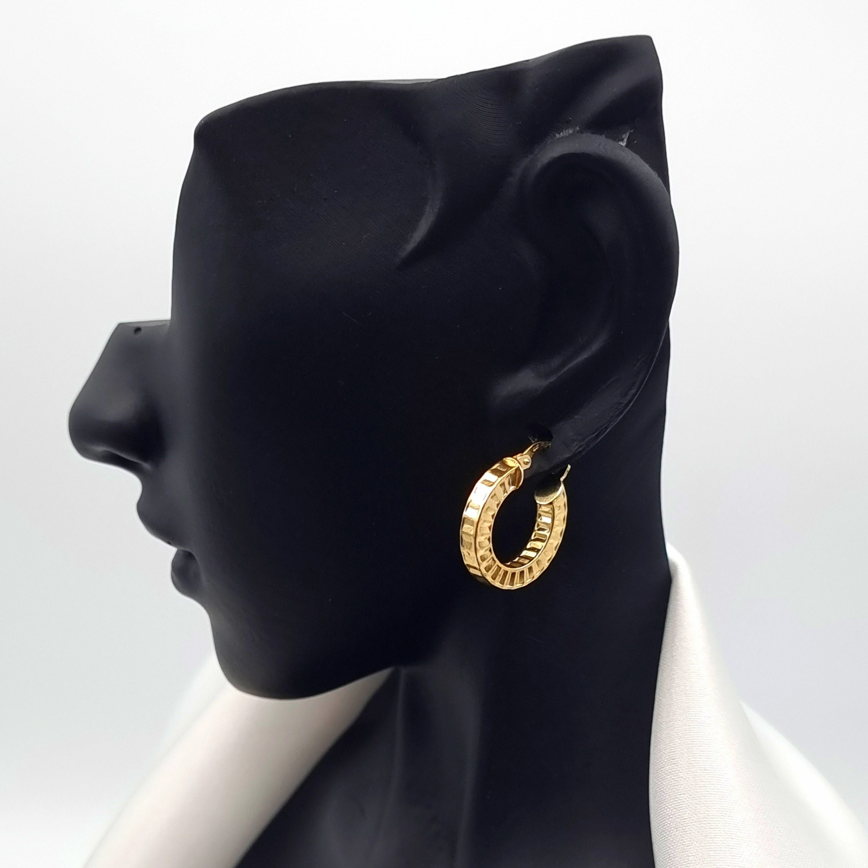 18K Pure Gold Thick Round Earring Set