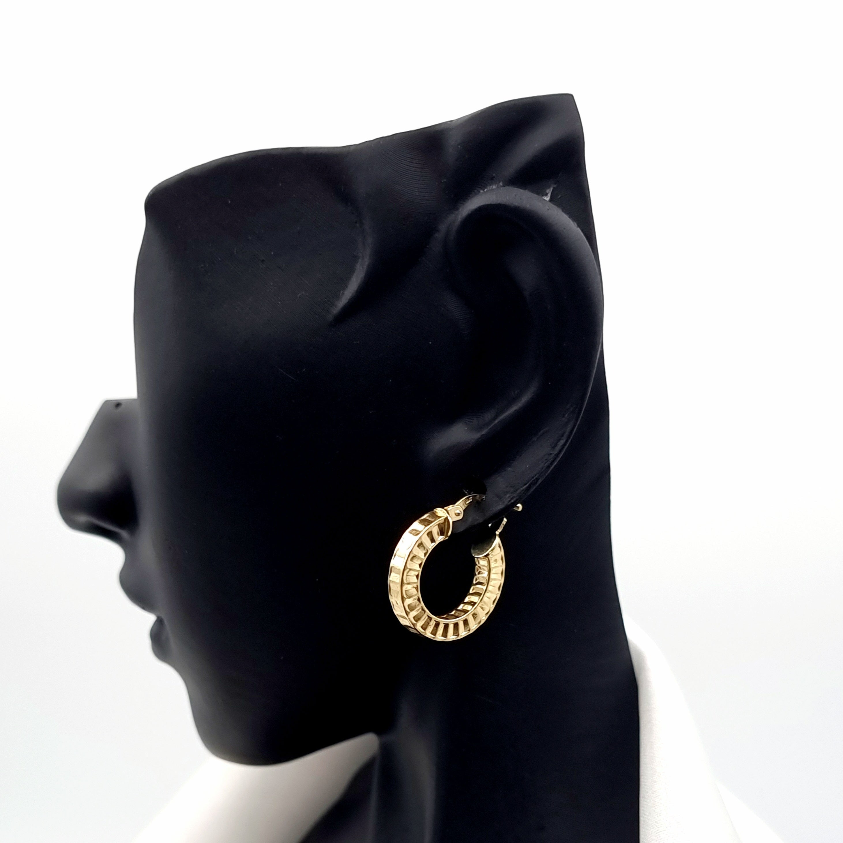 18K Pure Gold Thick Round Earring Set