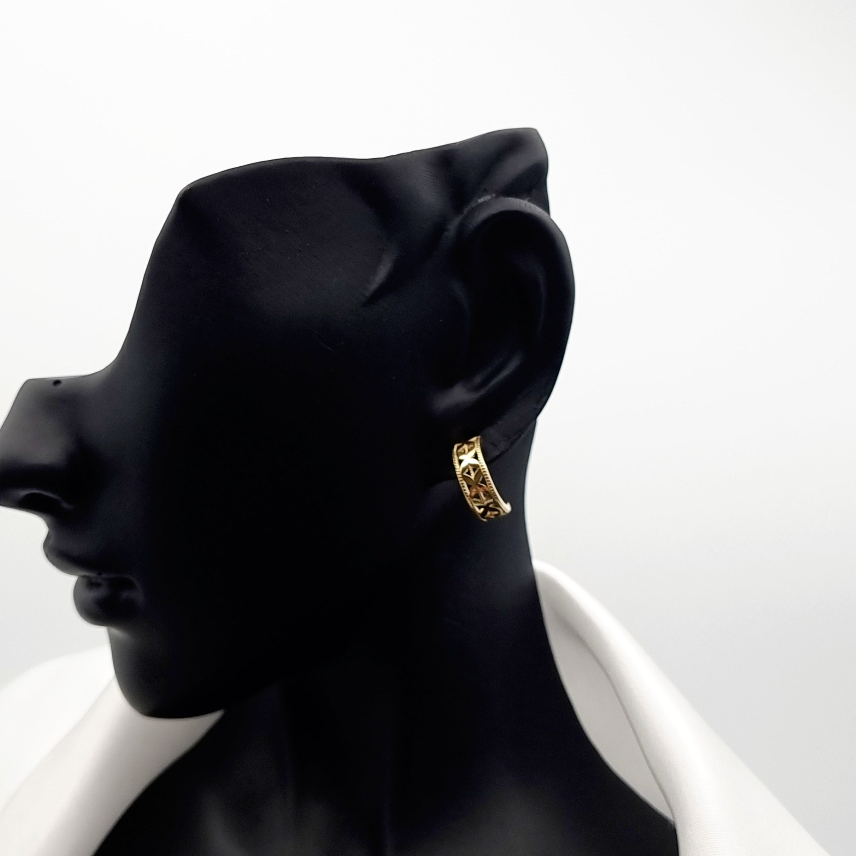 18K Pure Gold Curved Earring Set