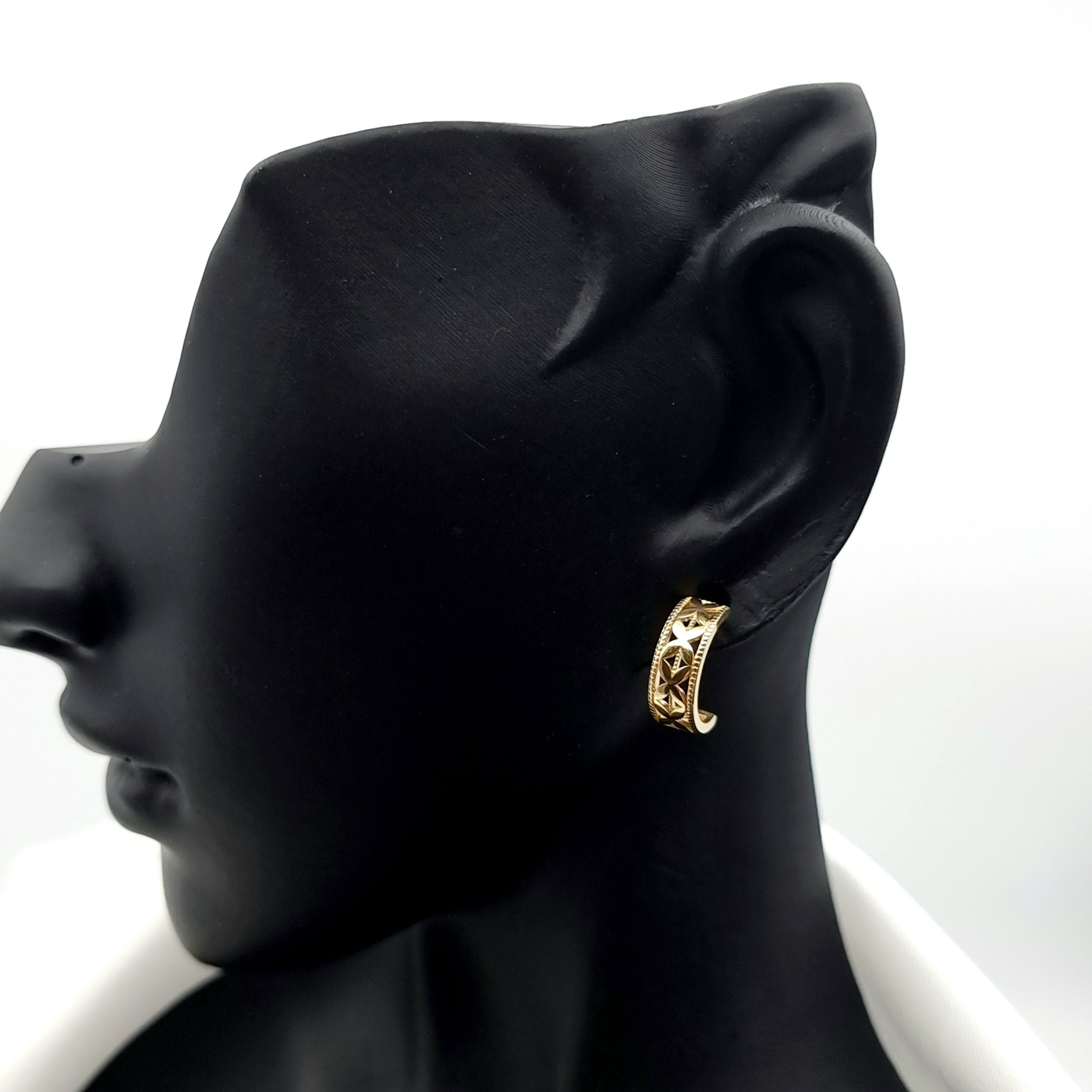 18K Pure Gold Curved Earring Set