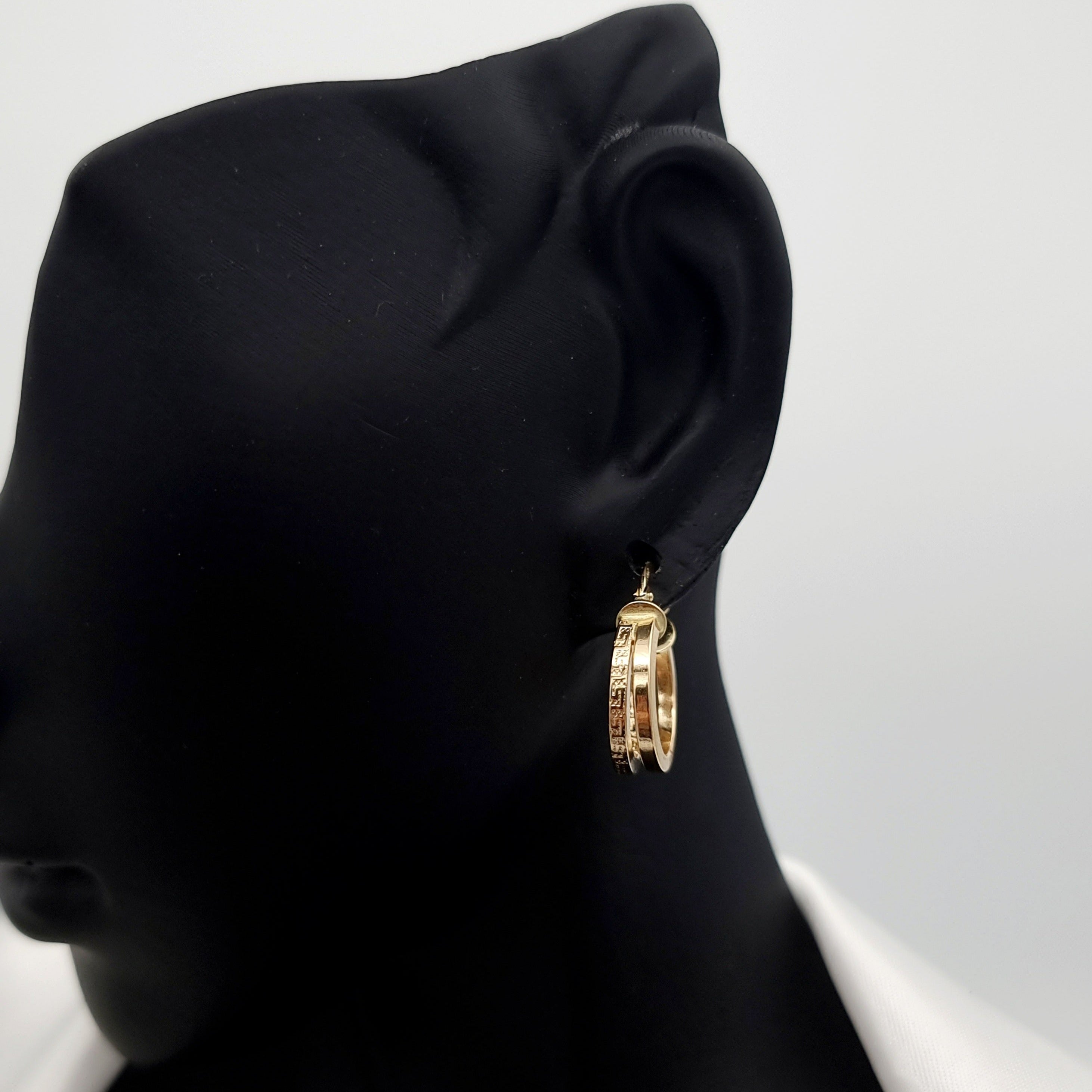 18K Pure Gold Double Round Earring Set