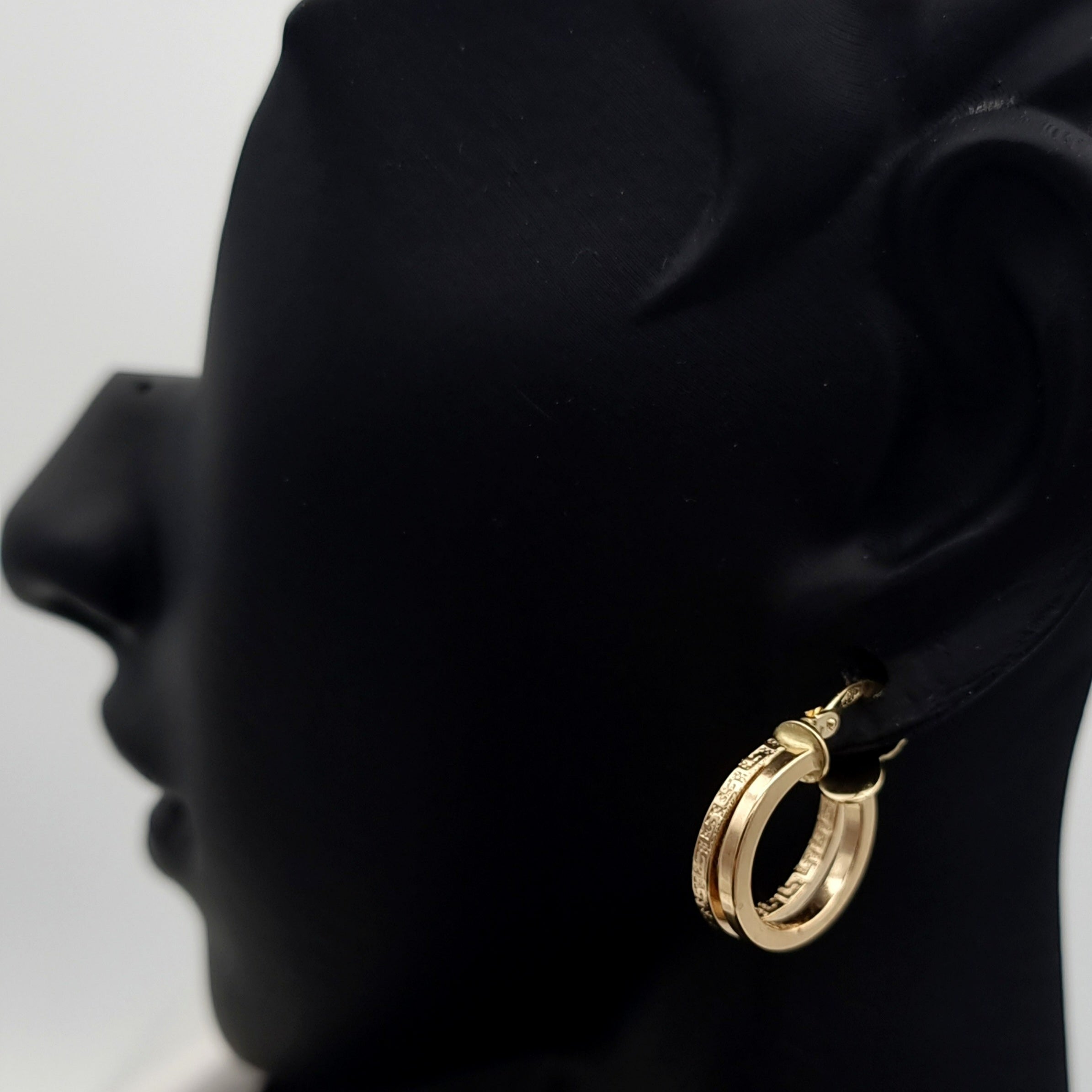 18K Pure Gold Double Round Earring Set