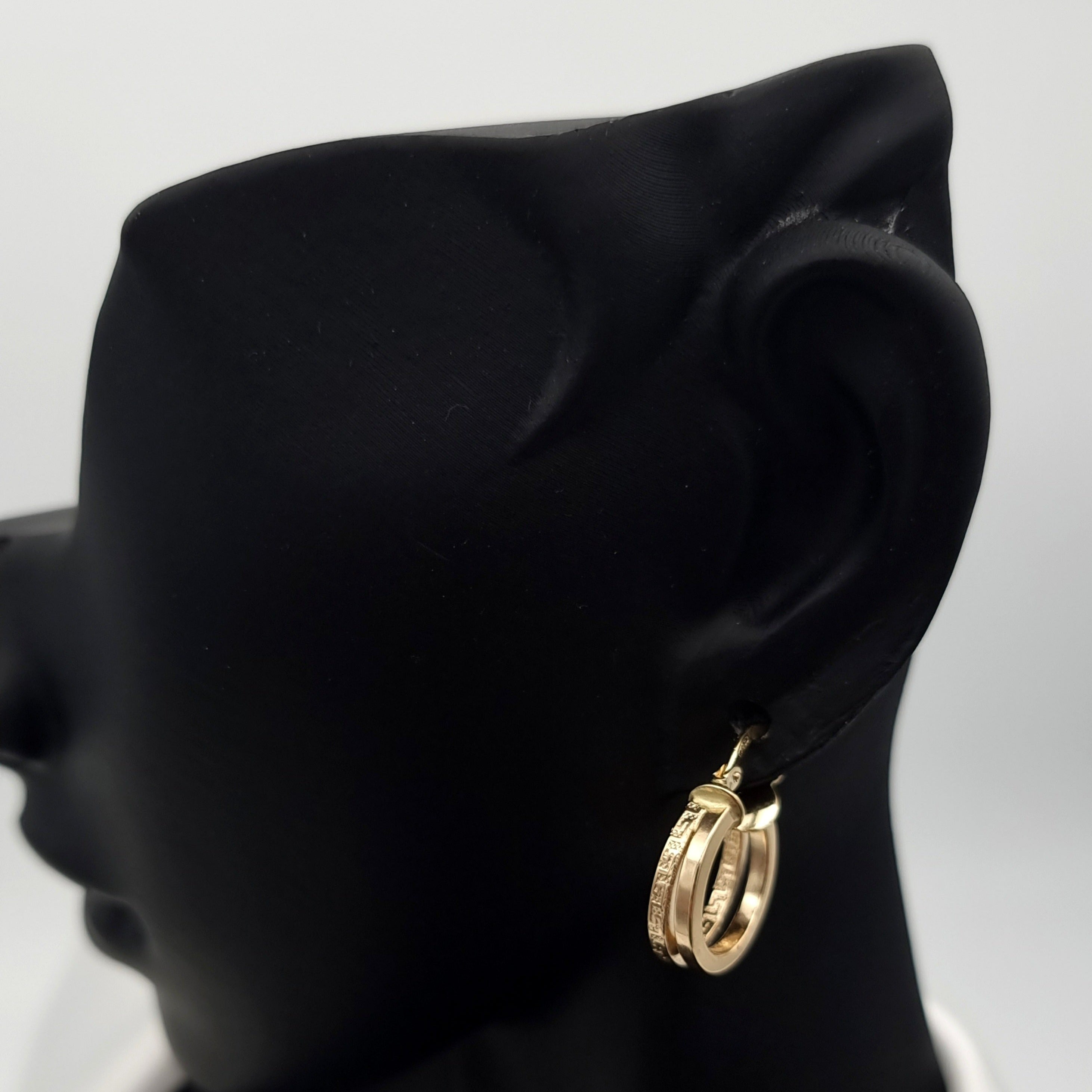 18K Pure Gold Double Round Earring Set