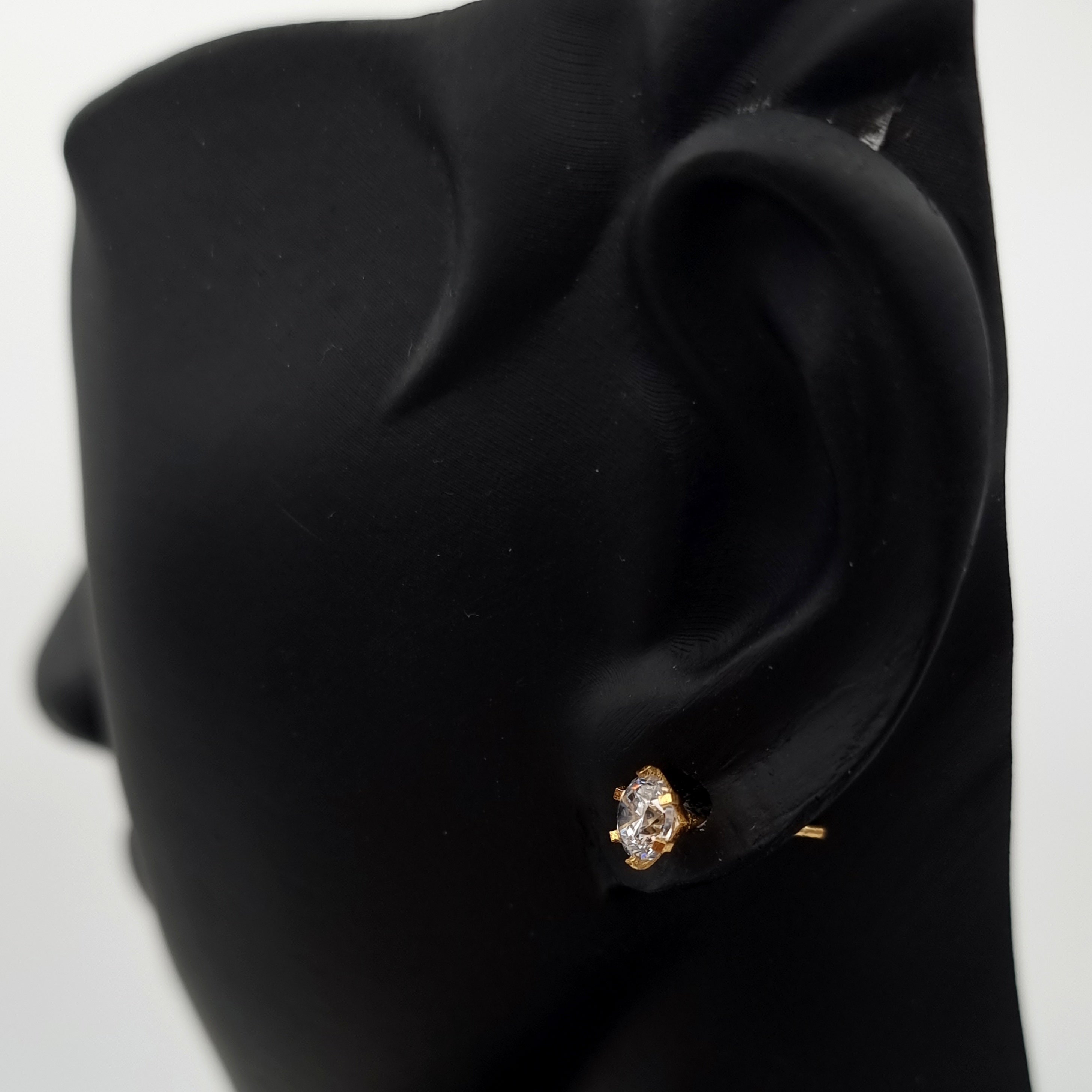 18K Pure Gold Stone Earring Set