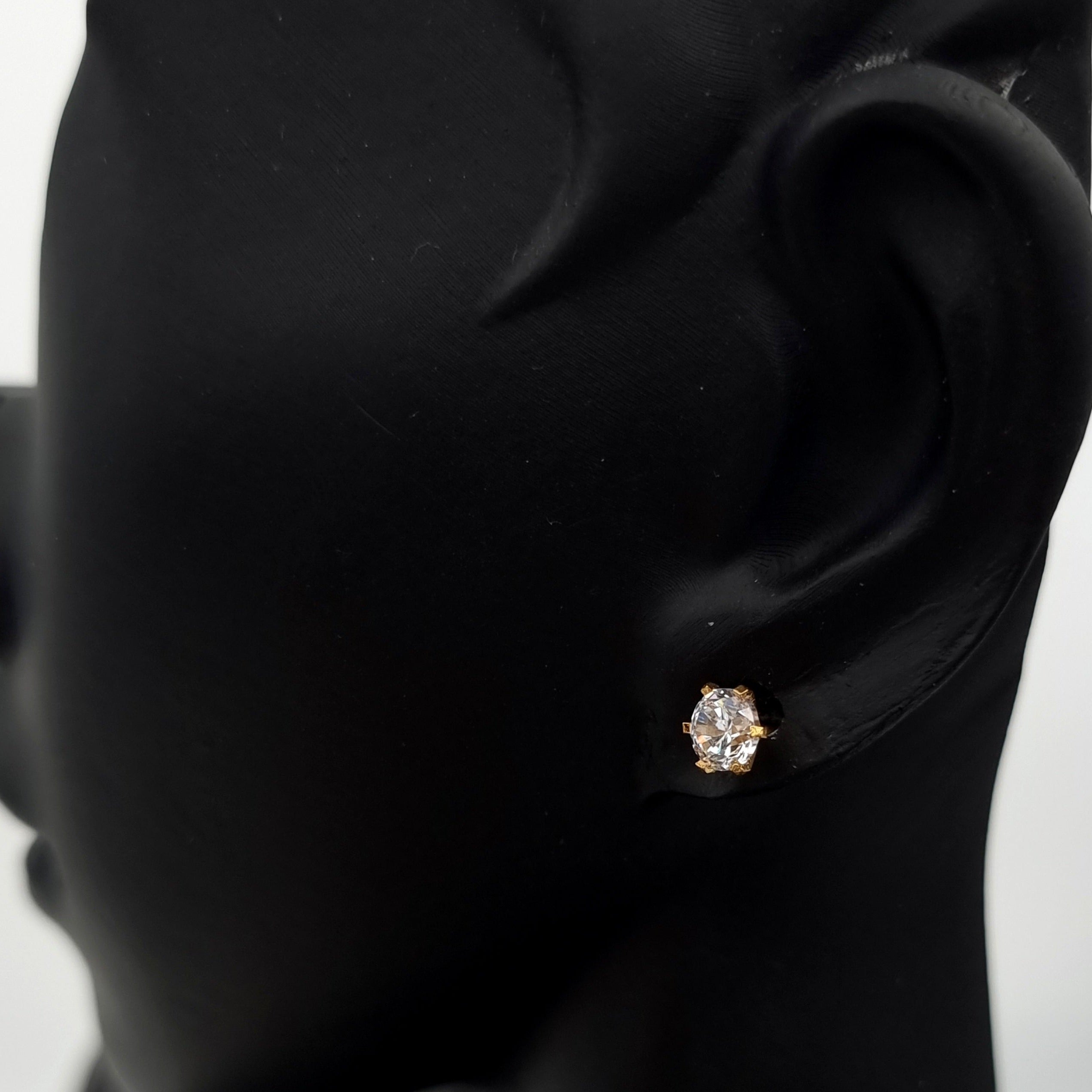 18K Pure Gold Stone Earring Set
