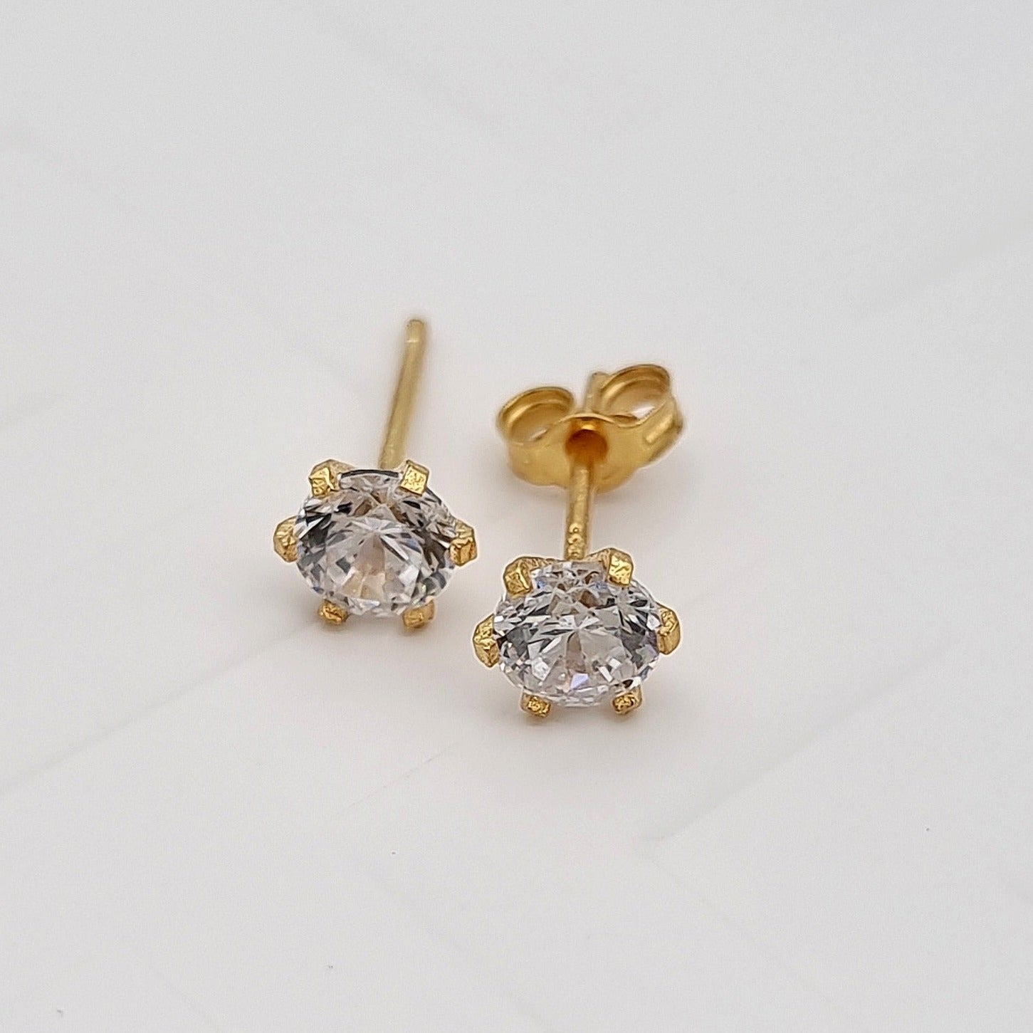 18K Pure Gold Stone Earring Set