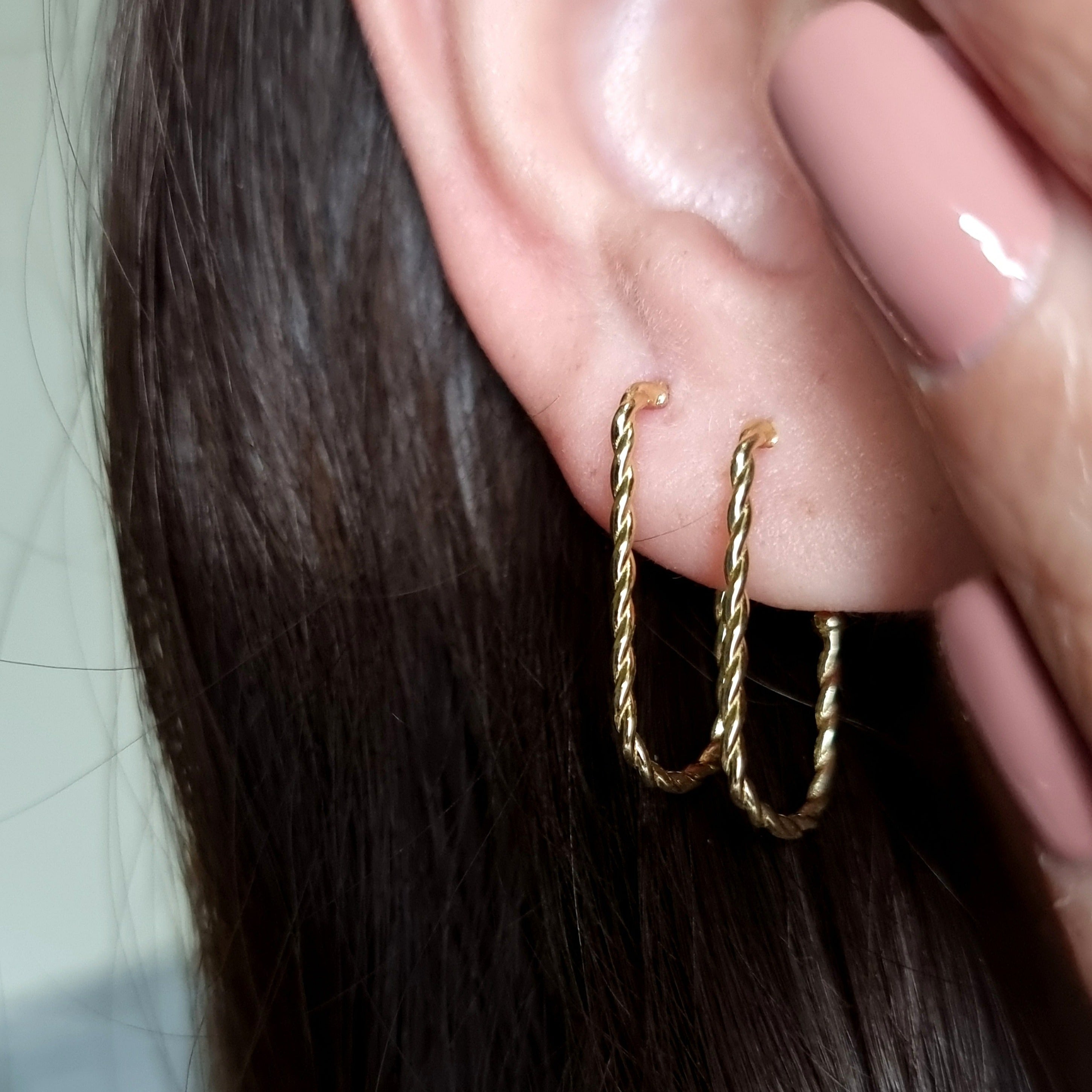 18K Pure Gold Hook Earring Set