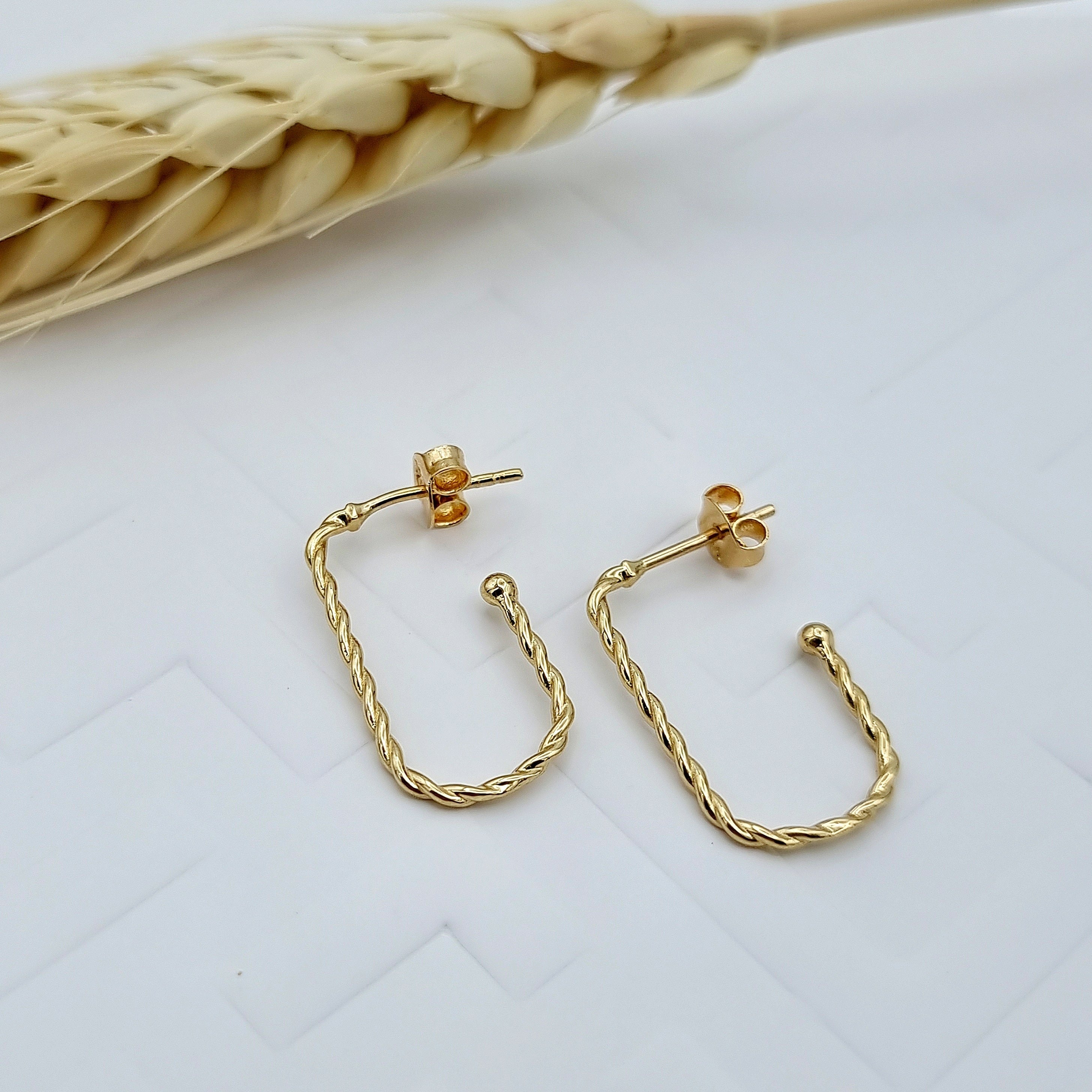 18K Pure Gold Hook Earring Set