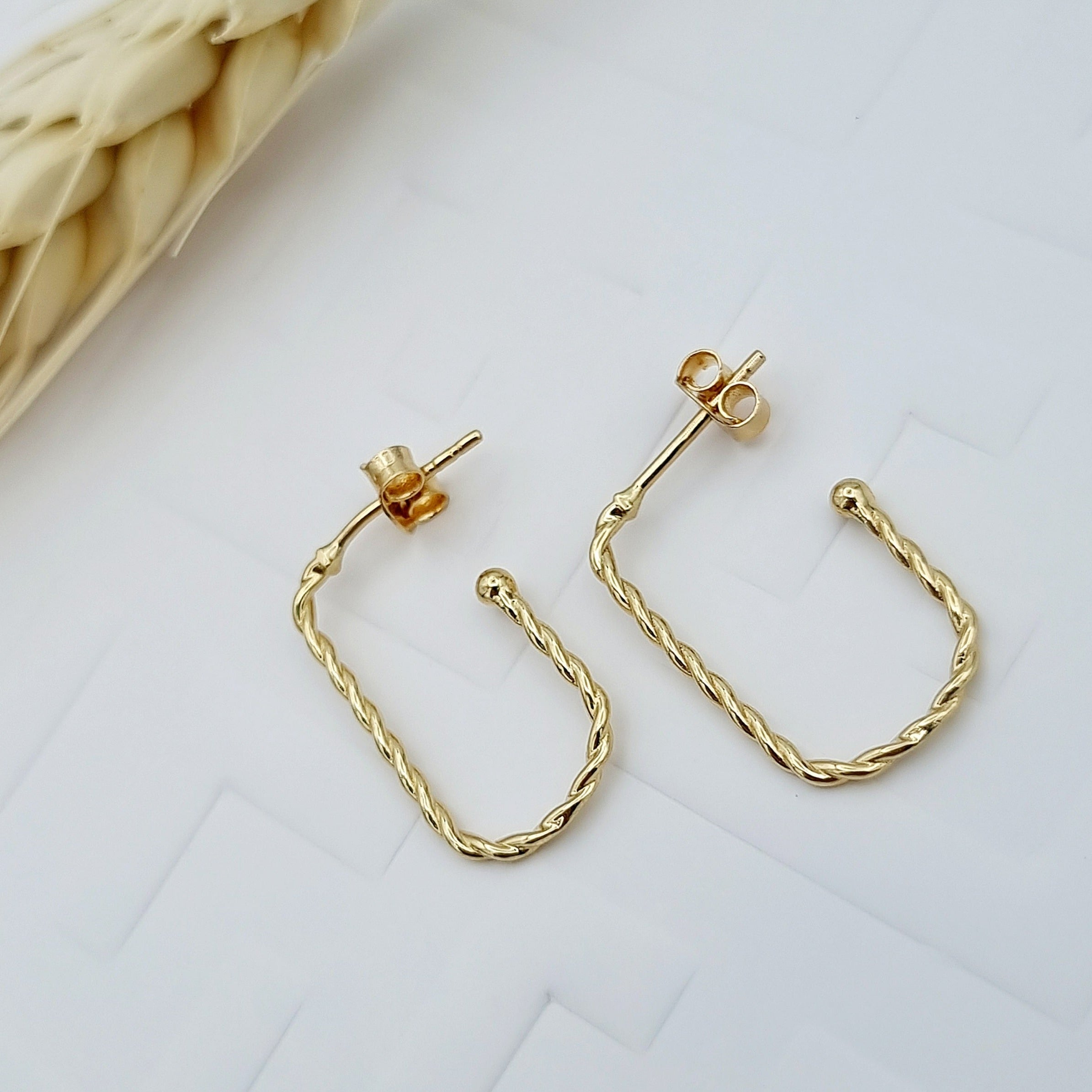 18K Pure Gold Hook Earring Set