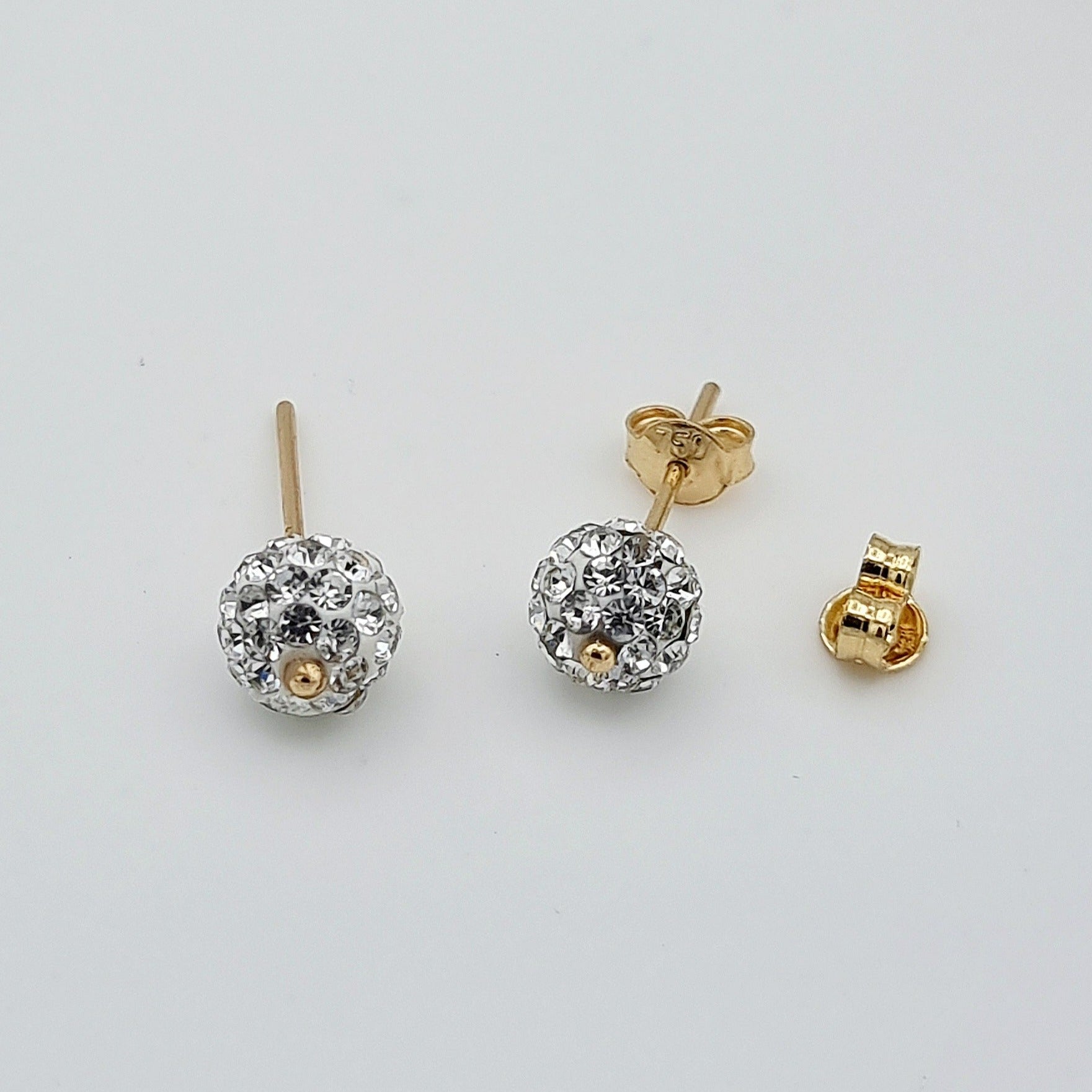 18K Pure Gold Ball Stud Earring Set