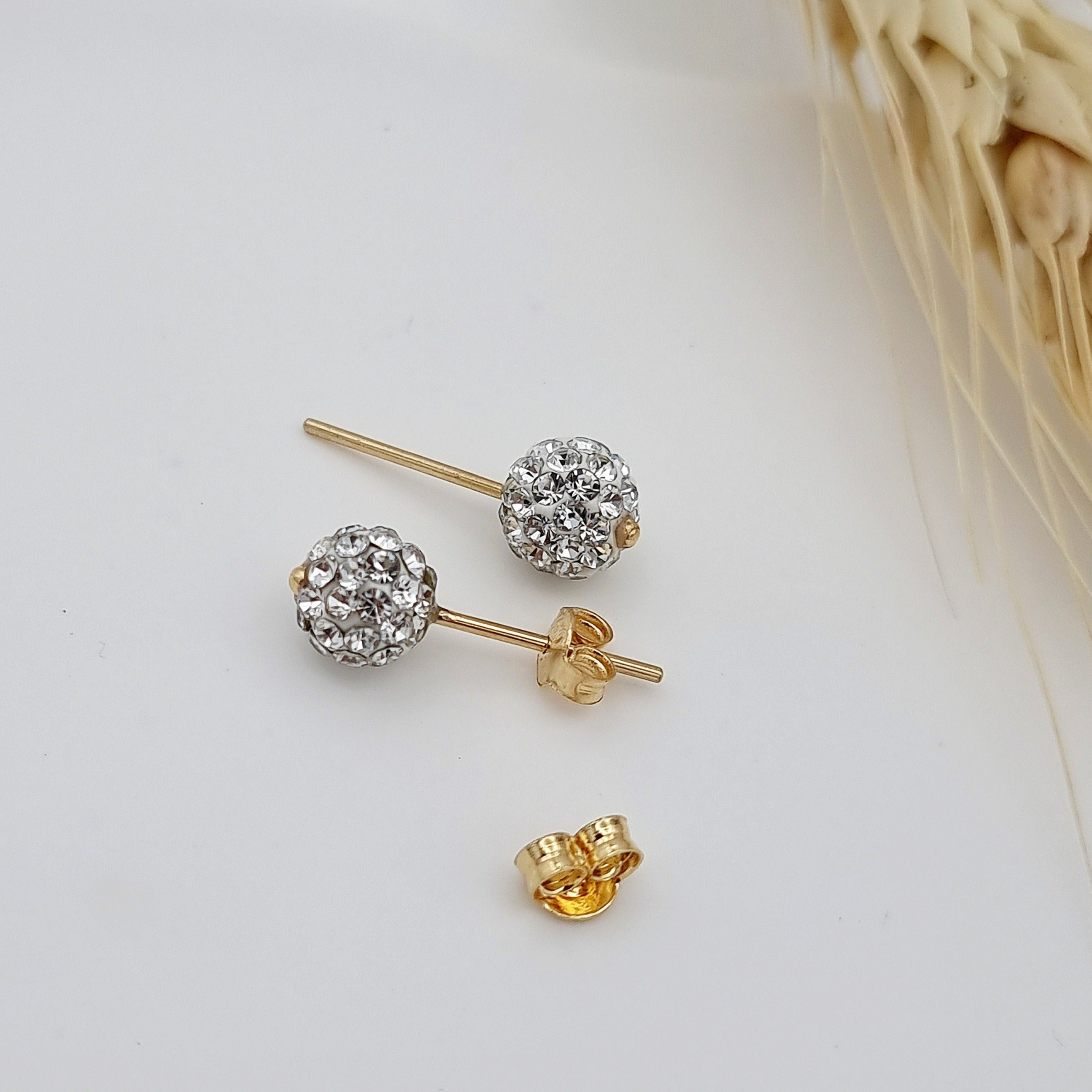 18K Pure Gold Ball Stud Earring Set